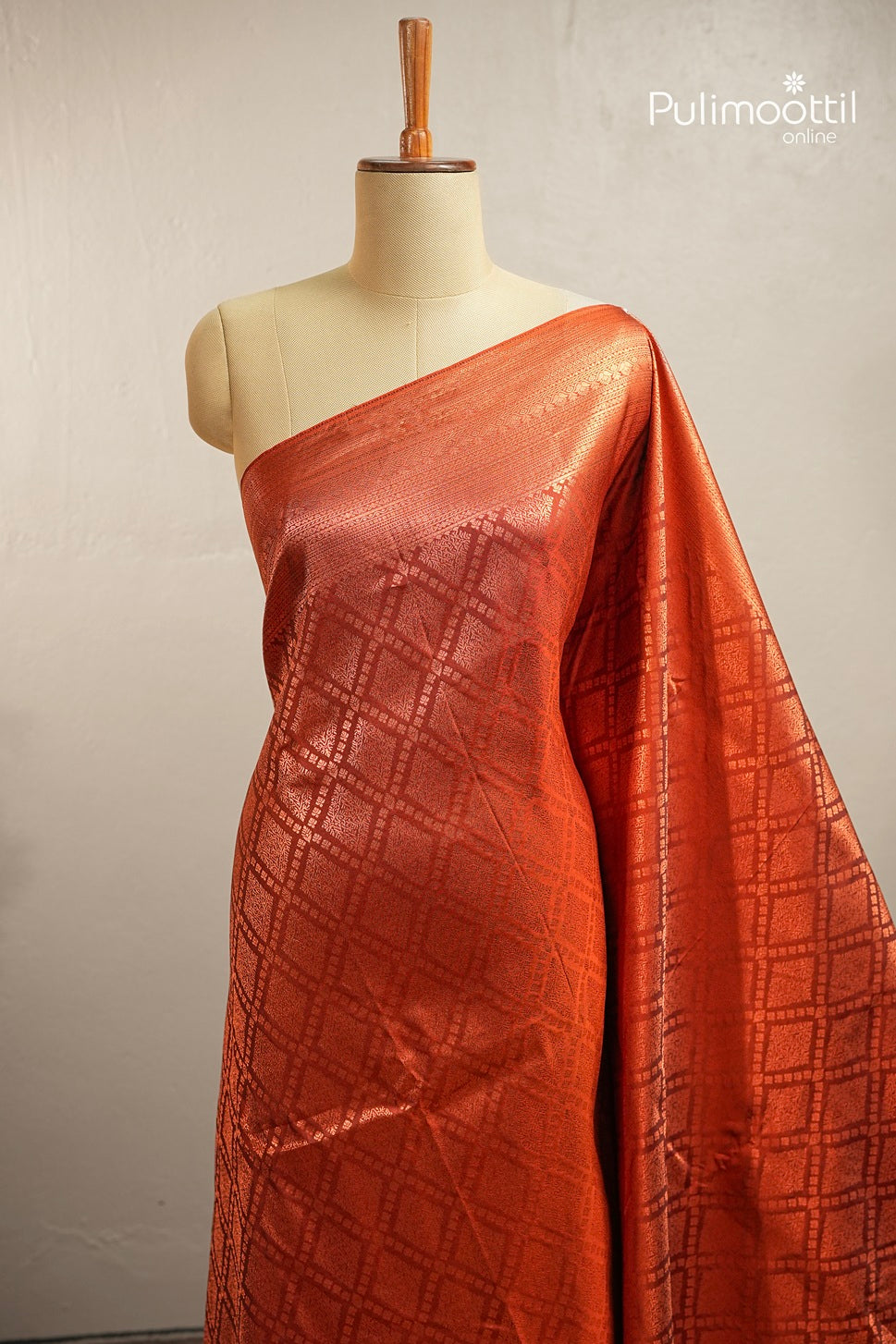 Rusty Red Colour Kanchipuram Brocade Saree