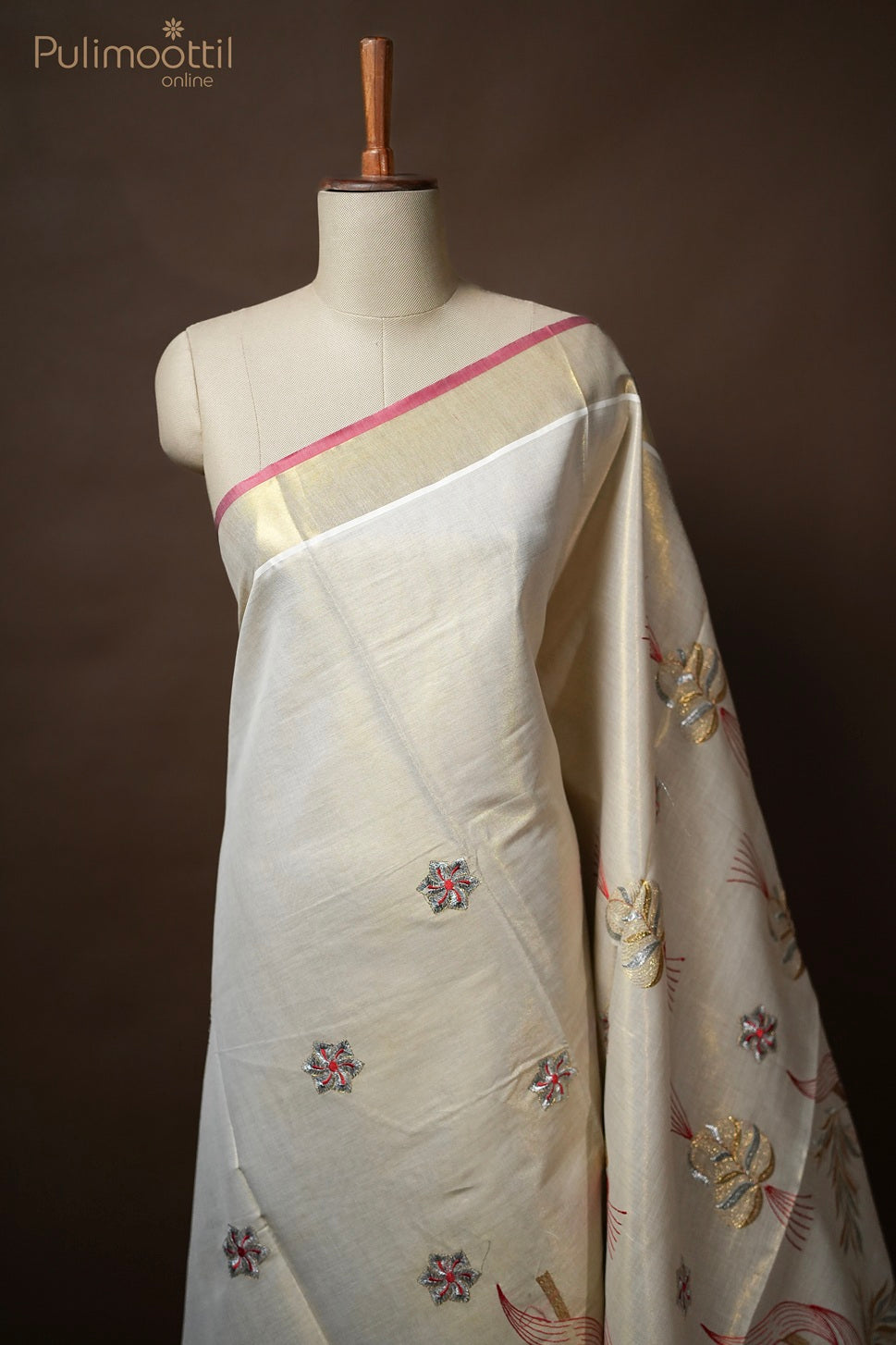 Kerala Traditional Golden Tissue Set Saree