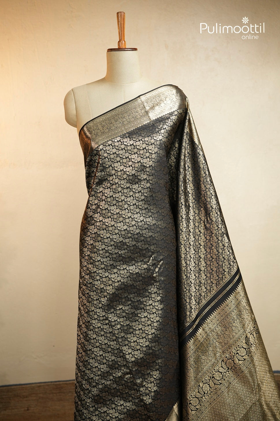 Black Colour Kanchipuram Designer Saree