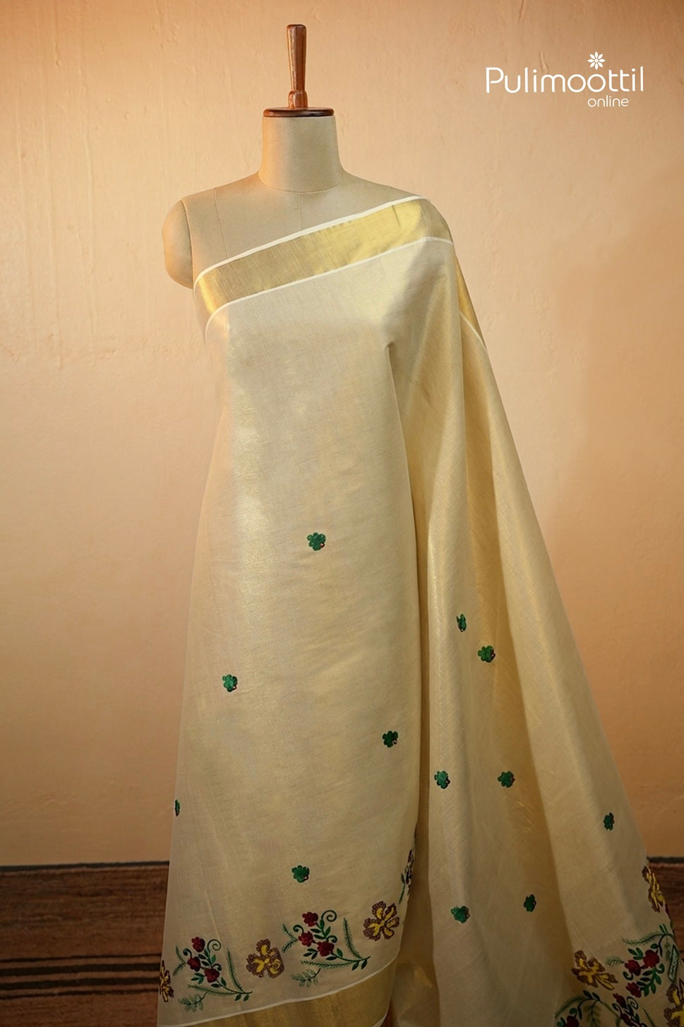 Kerala Traditional Golden Tissue Set Saree
