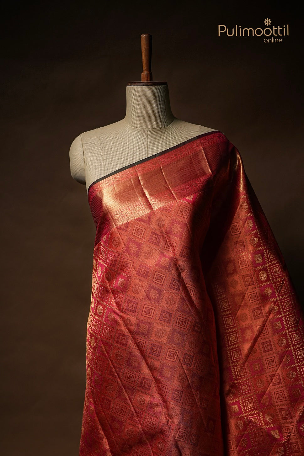Peach Colour Kanchipuram Brocade Wedding Saree
