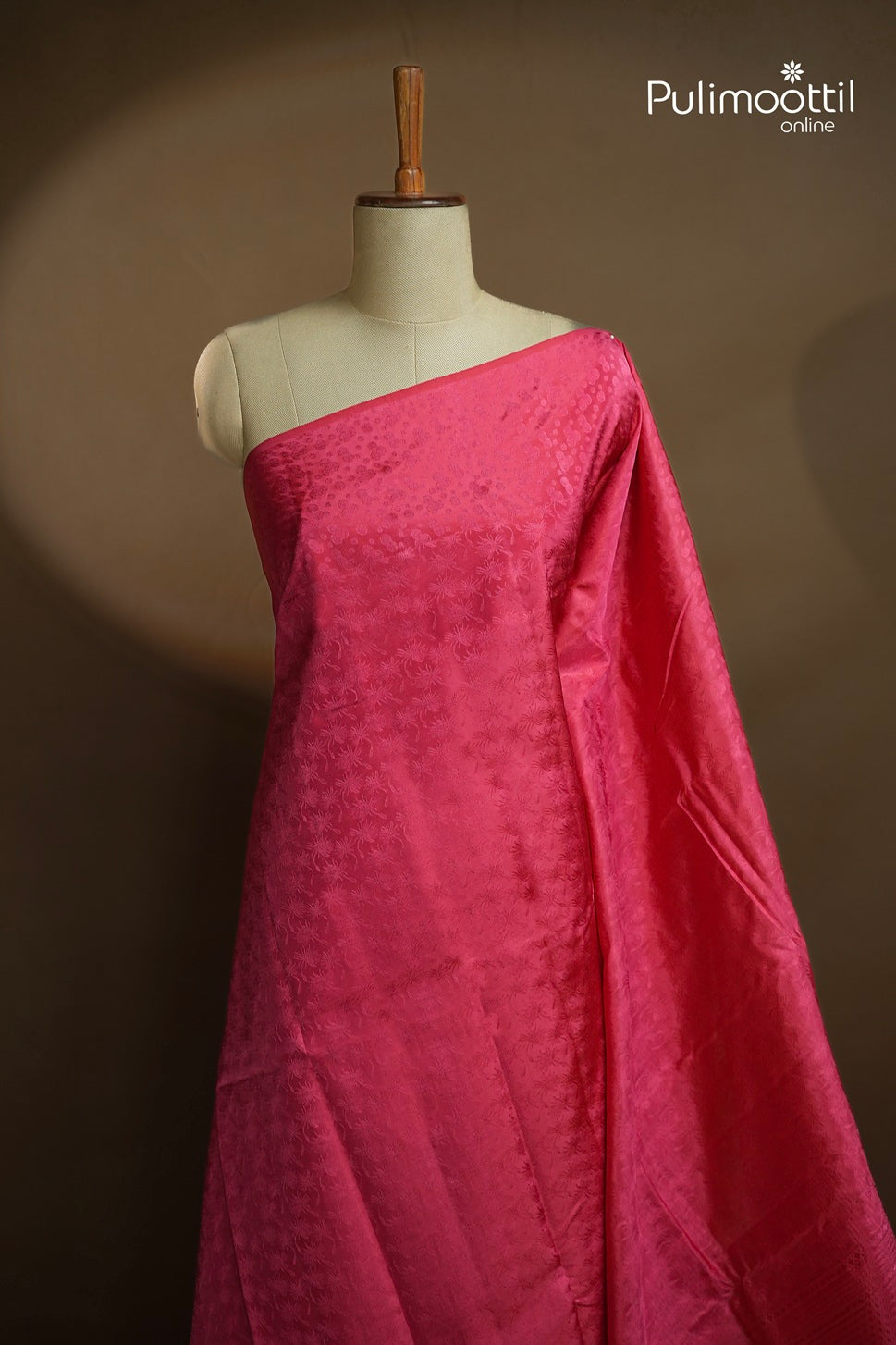 Punch Pink Colour Kanchipuram Self-Design Saree