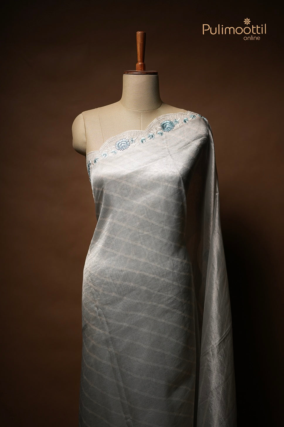 Powder Blue Colour Silver Tissue Organza Fancy Saree
