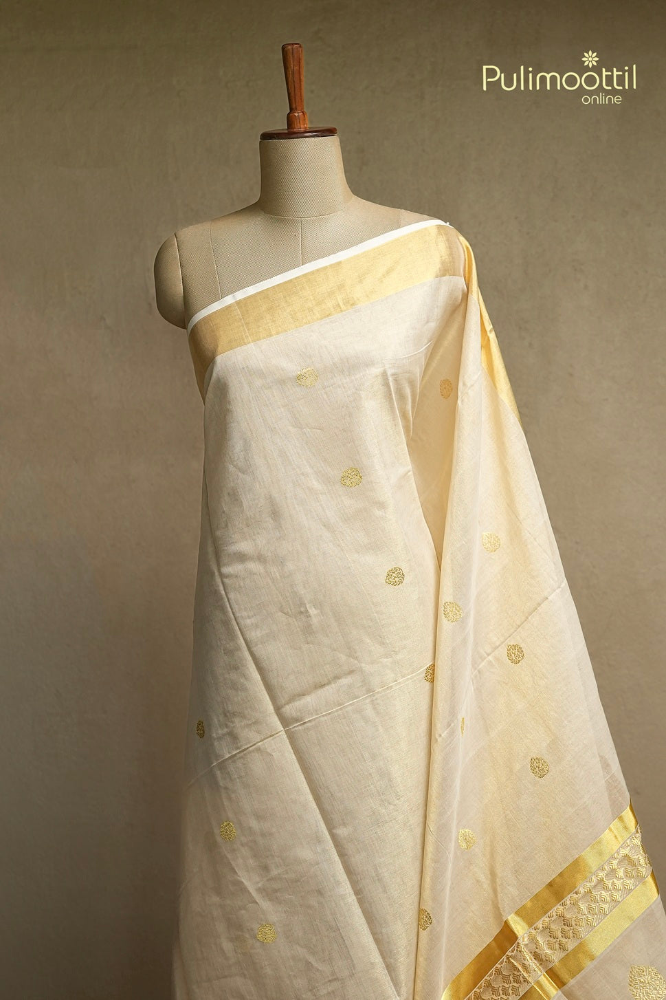 Kerala Traditional Golden Tissue Handloom Set Saree