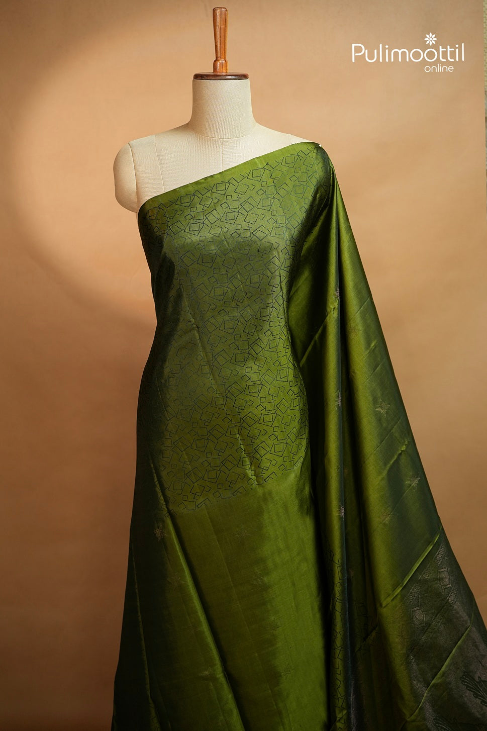 Olive Green Colour Kanchipuram Soft Silk Saree