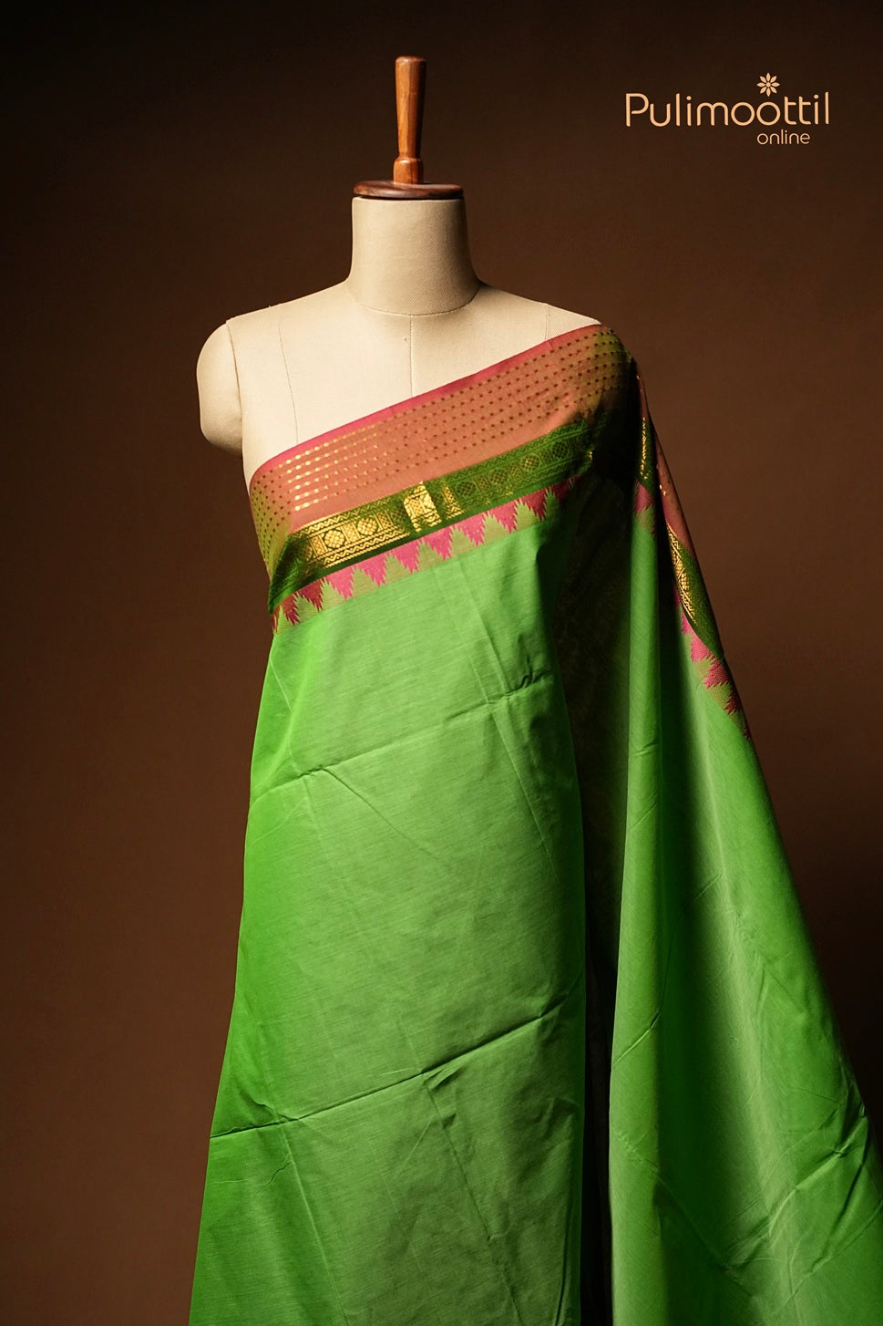 Parrot Green Colour Kalyani Cotton Saree