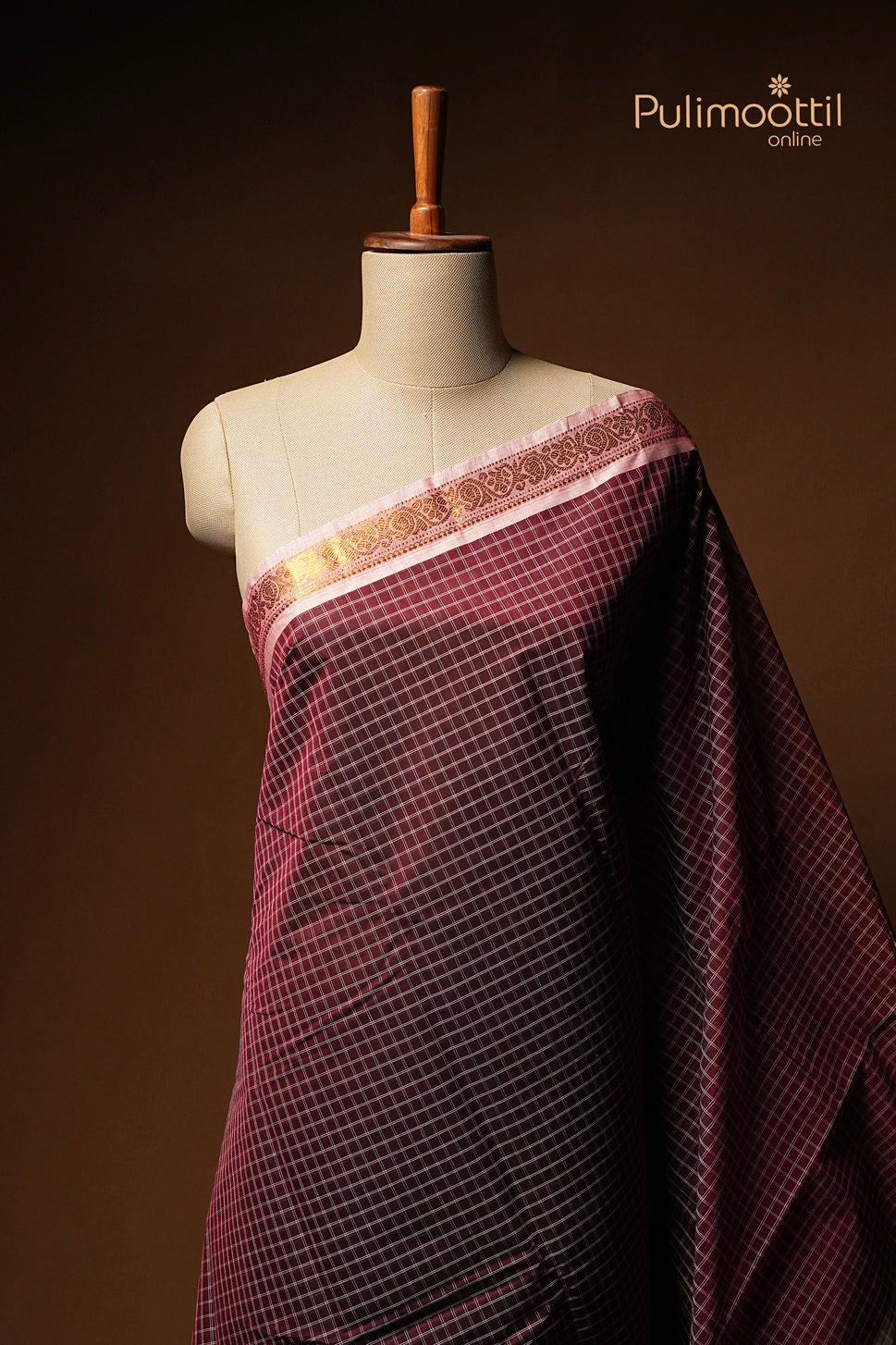 Maroon Colour Cotton Saree