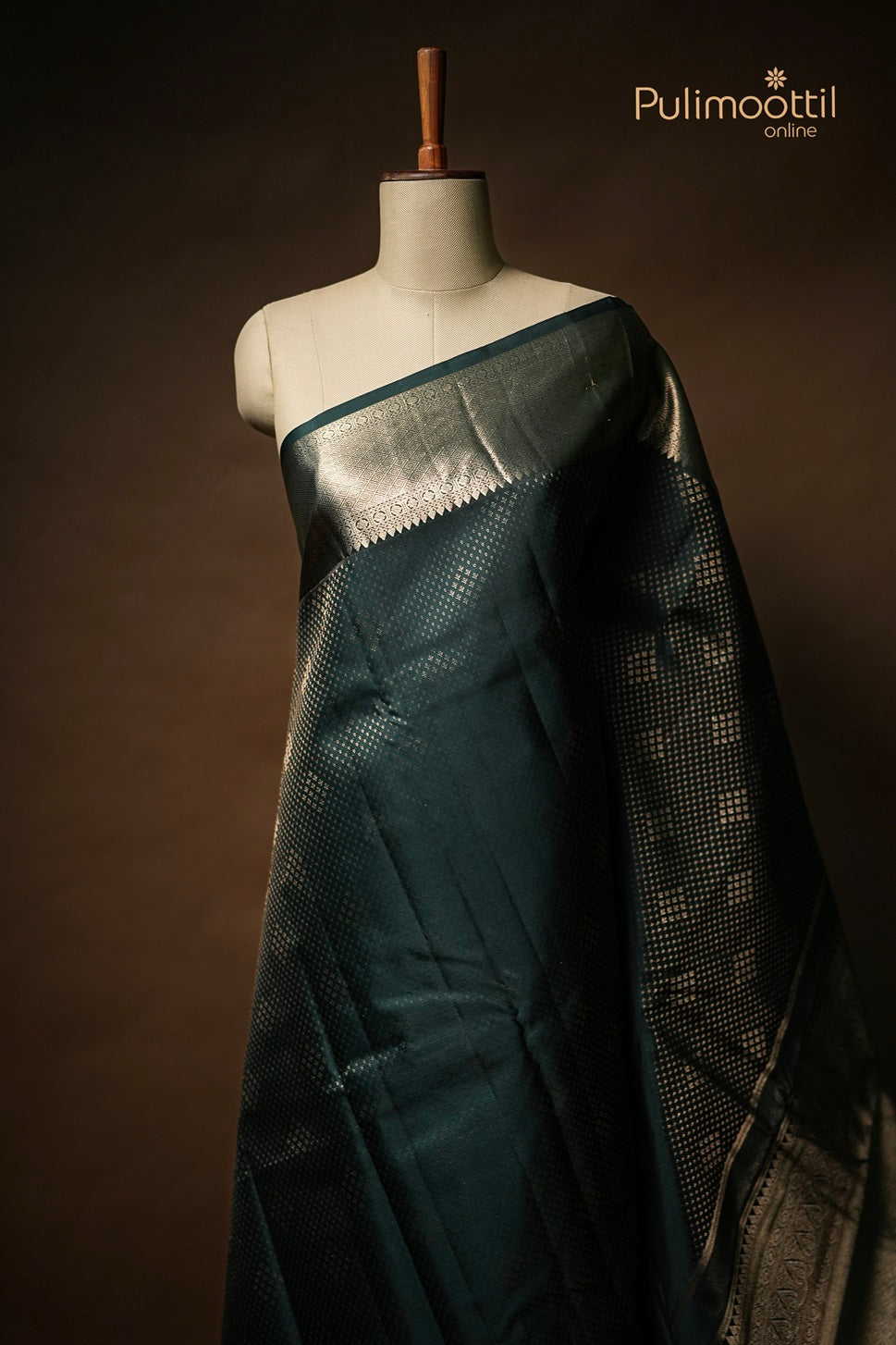 Bottle Green Colour Kanchipuram Brocade Wedding Saree