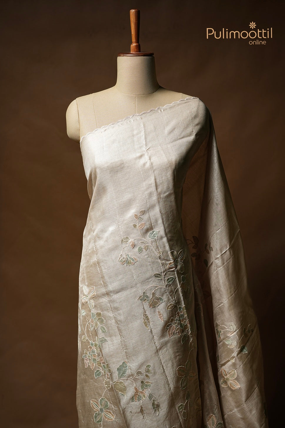 Ivory Colour Tussar Silk Saree
