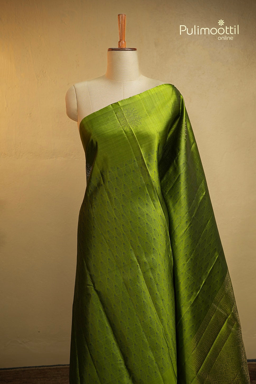 Light Olive Green Colour Kanchipuram Soft Silk Saree
