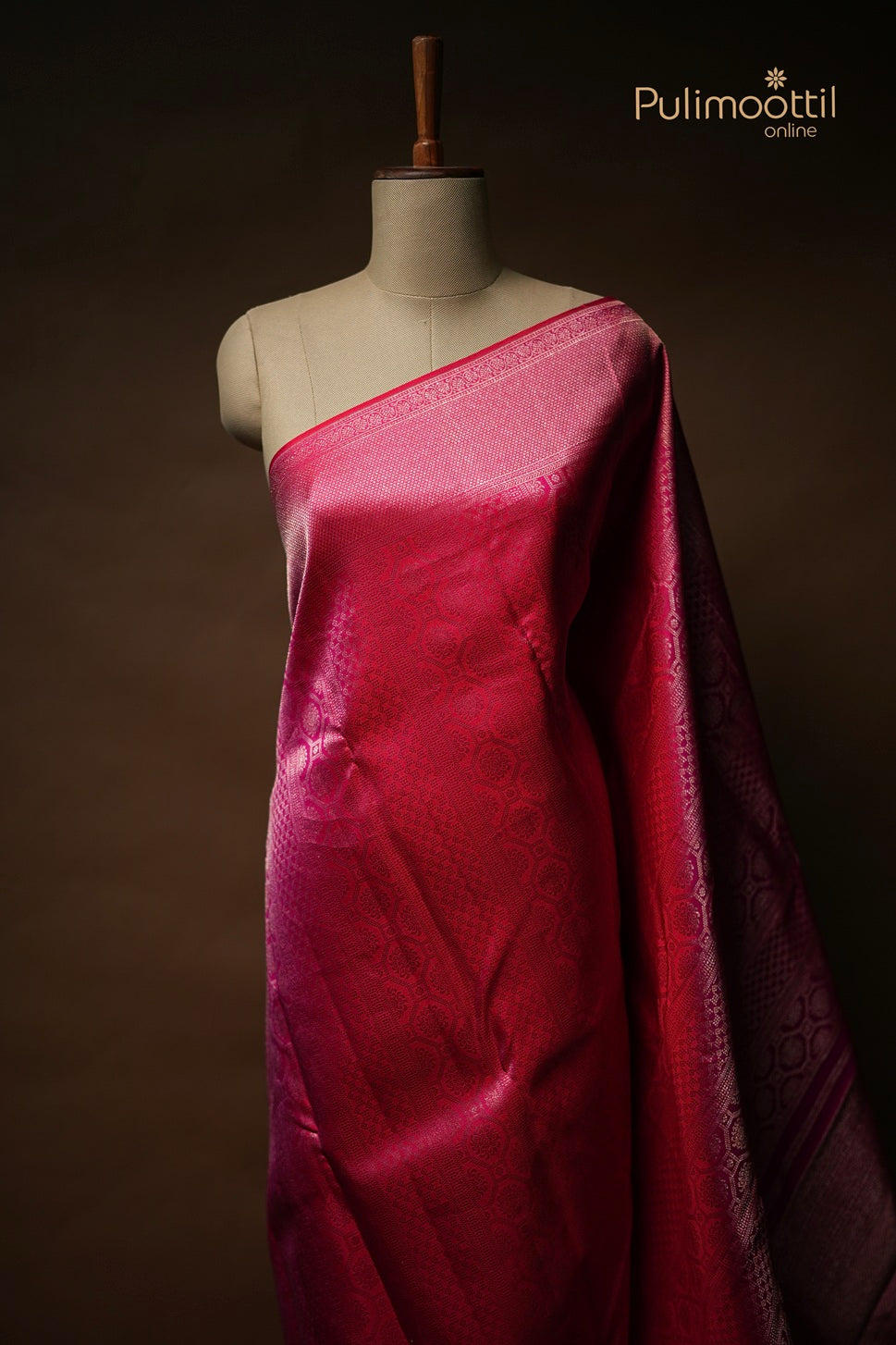 Rani Pink Colour Kanchipuram Brocade Wedding Saree.