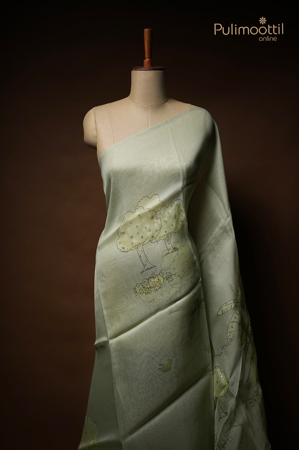 Mint Green Colour Organza Fancy Saree
