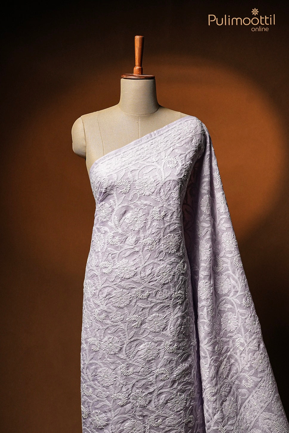 Lavender Colour Chikankari Cotton Saree