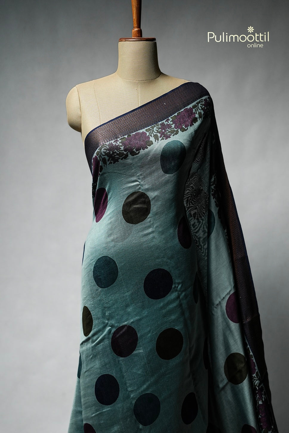 Light Teal Blue Colour Chanderi Saree