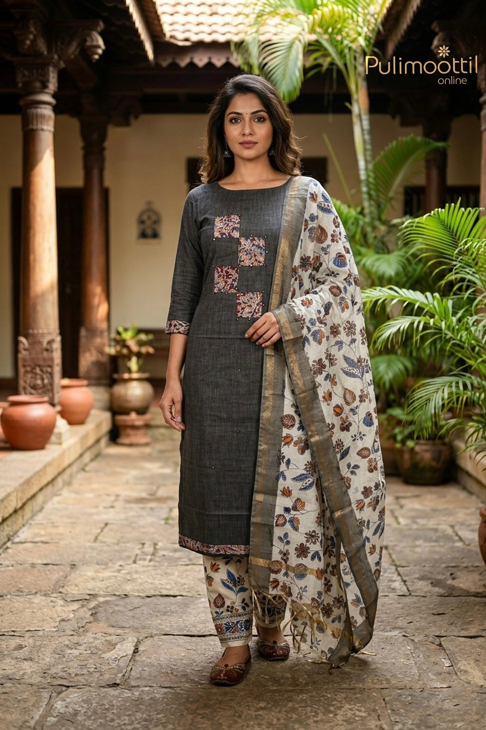Black Mist Cotton Unstitched Salwar Set