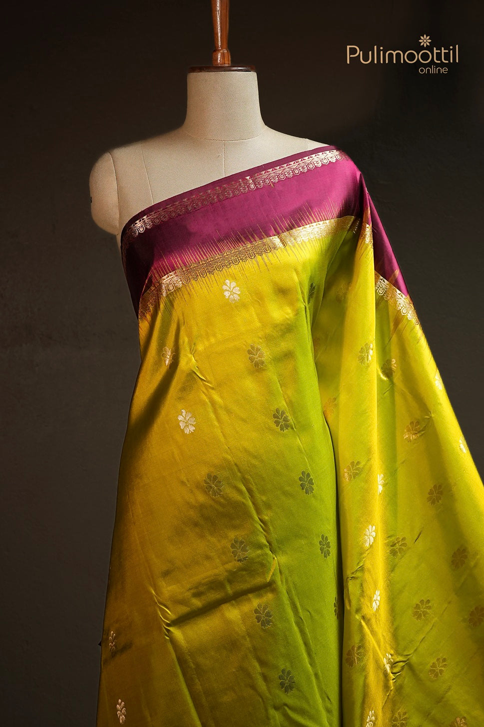 Lemon Green Colour Kanchipuram Designer Saree