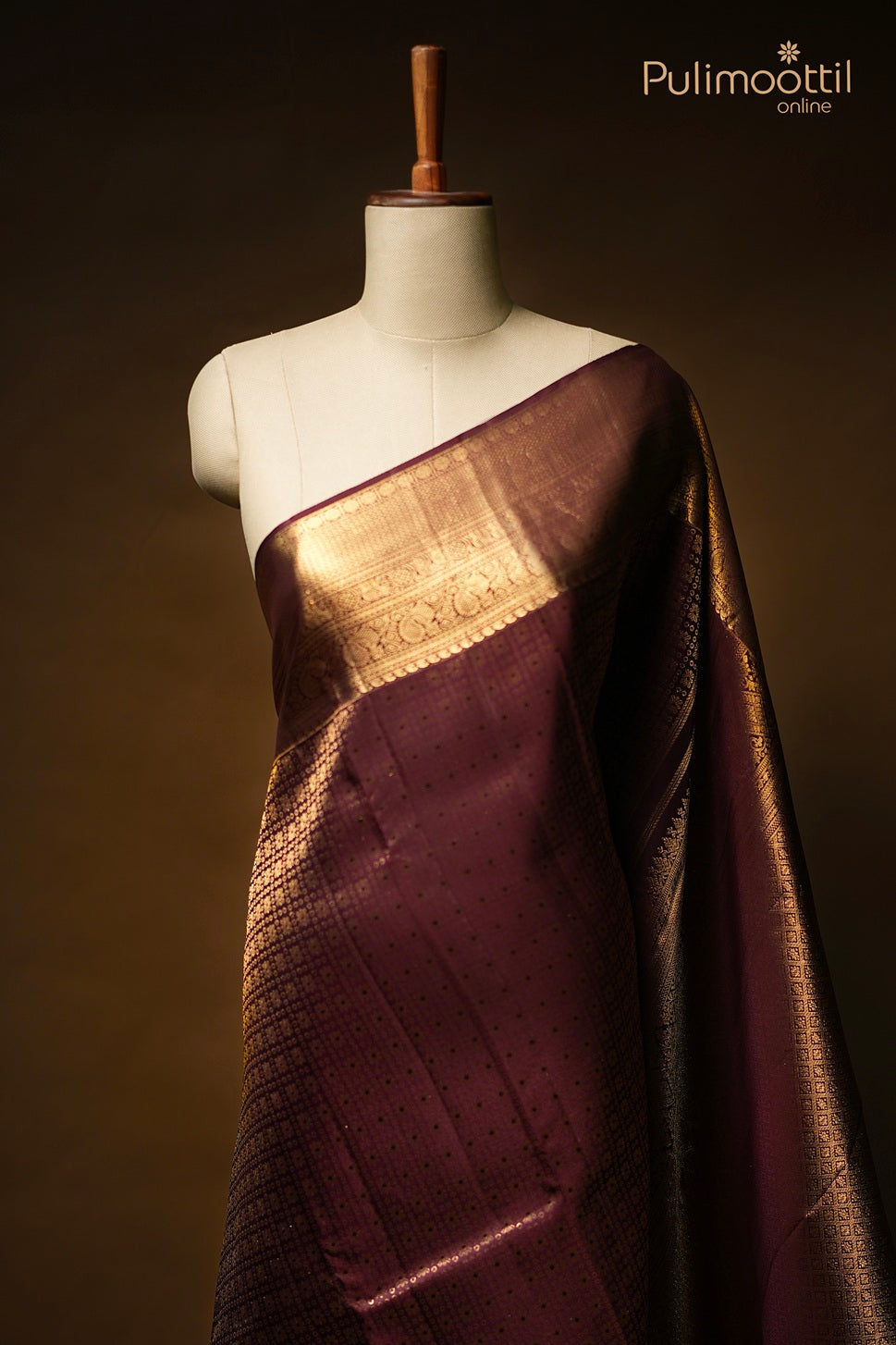 Dark Maroon Colour Kanchipuram Brocade Wedding Saree
