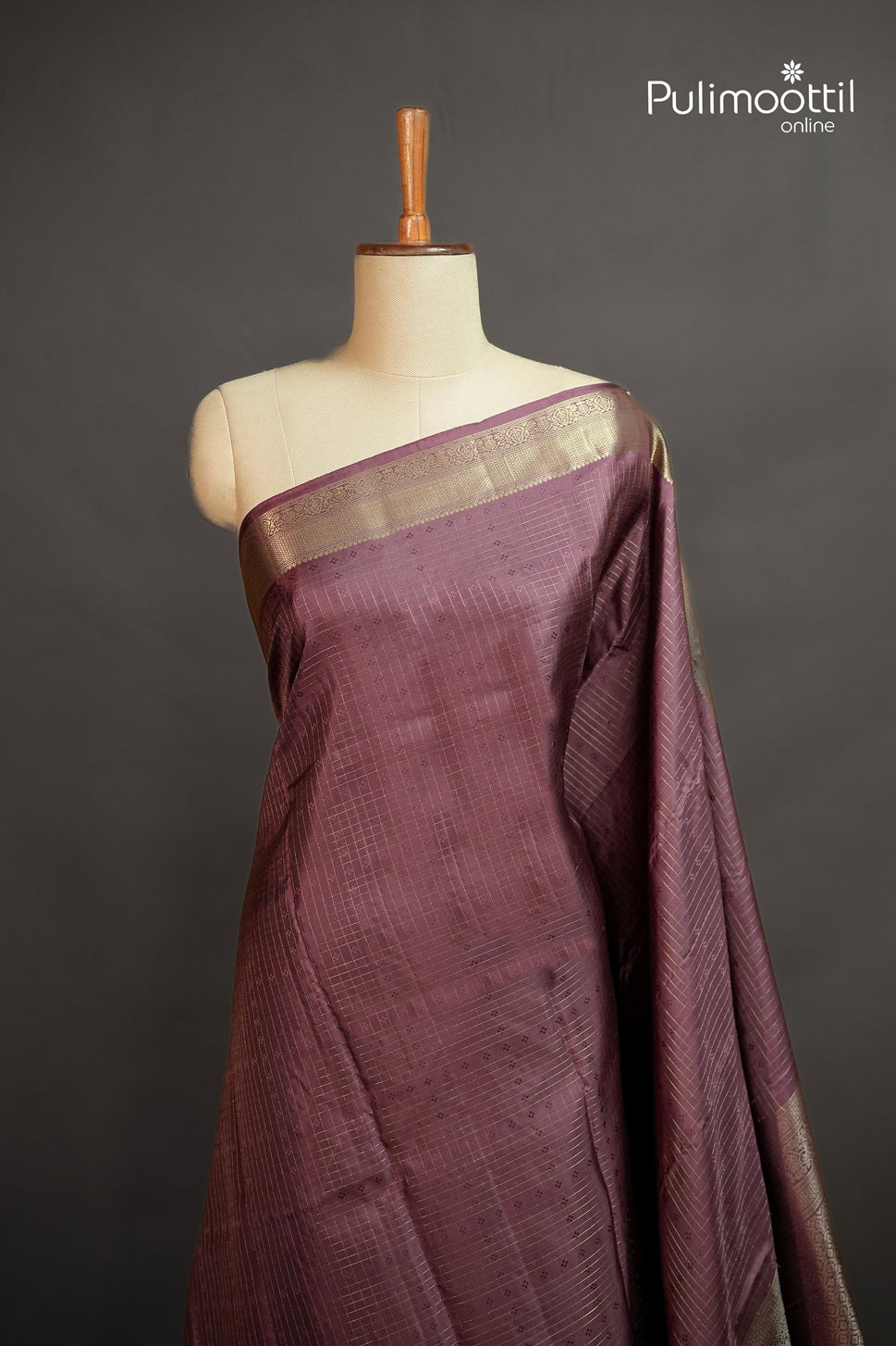 Dark Onion Colour Kanchipuram Designer Saree