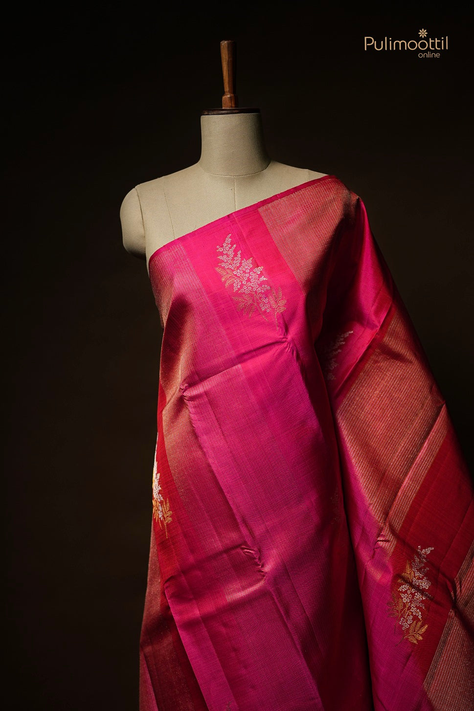 Rani Pink Colour Kanchipuram Brocade Wedding Saree