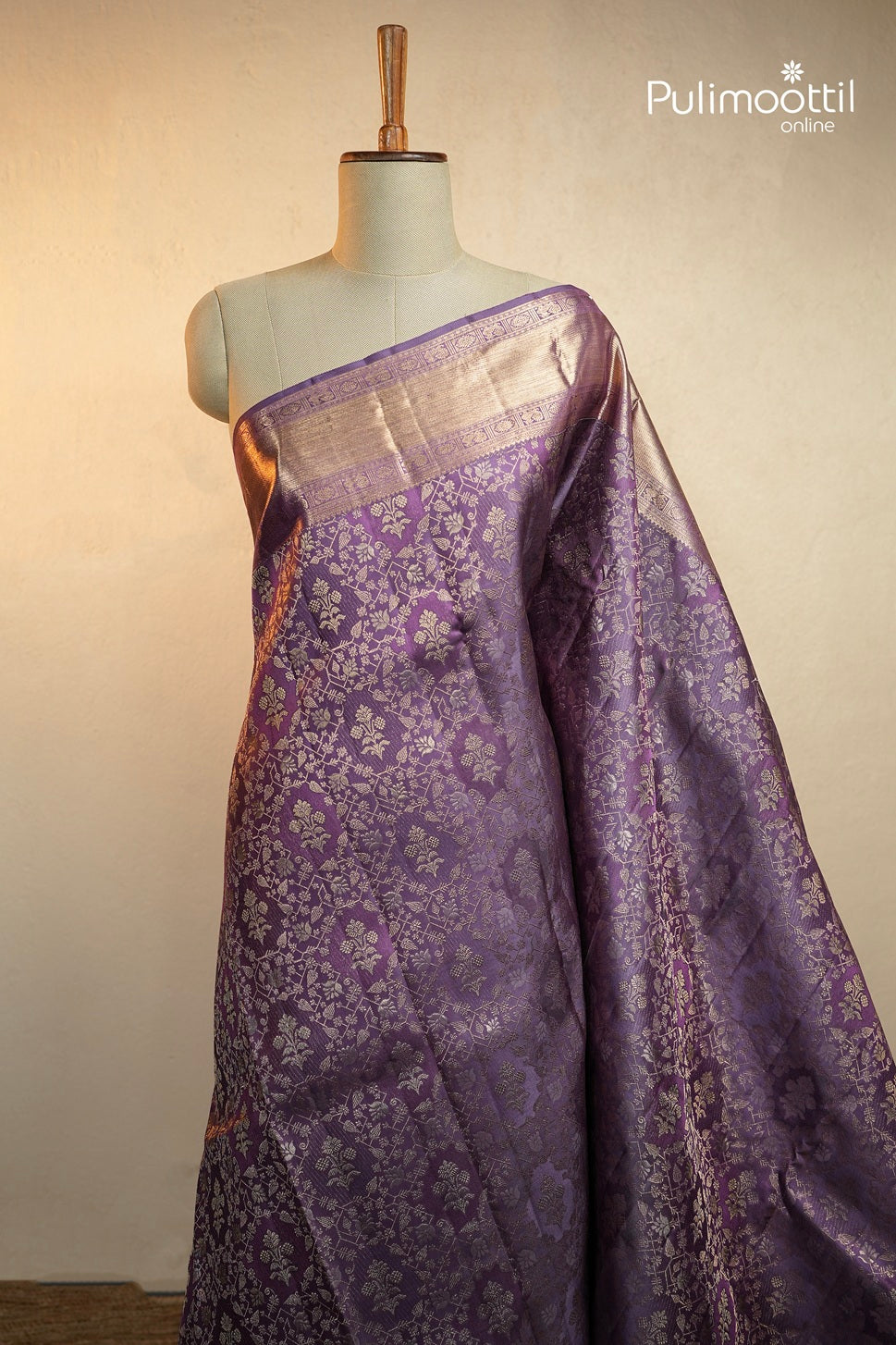 Dark Lavender Kanchipuram Brocade Wedding Saree