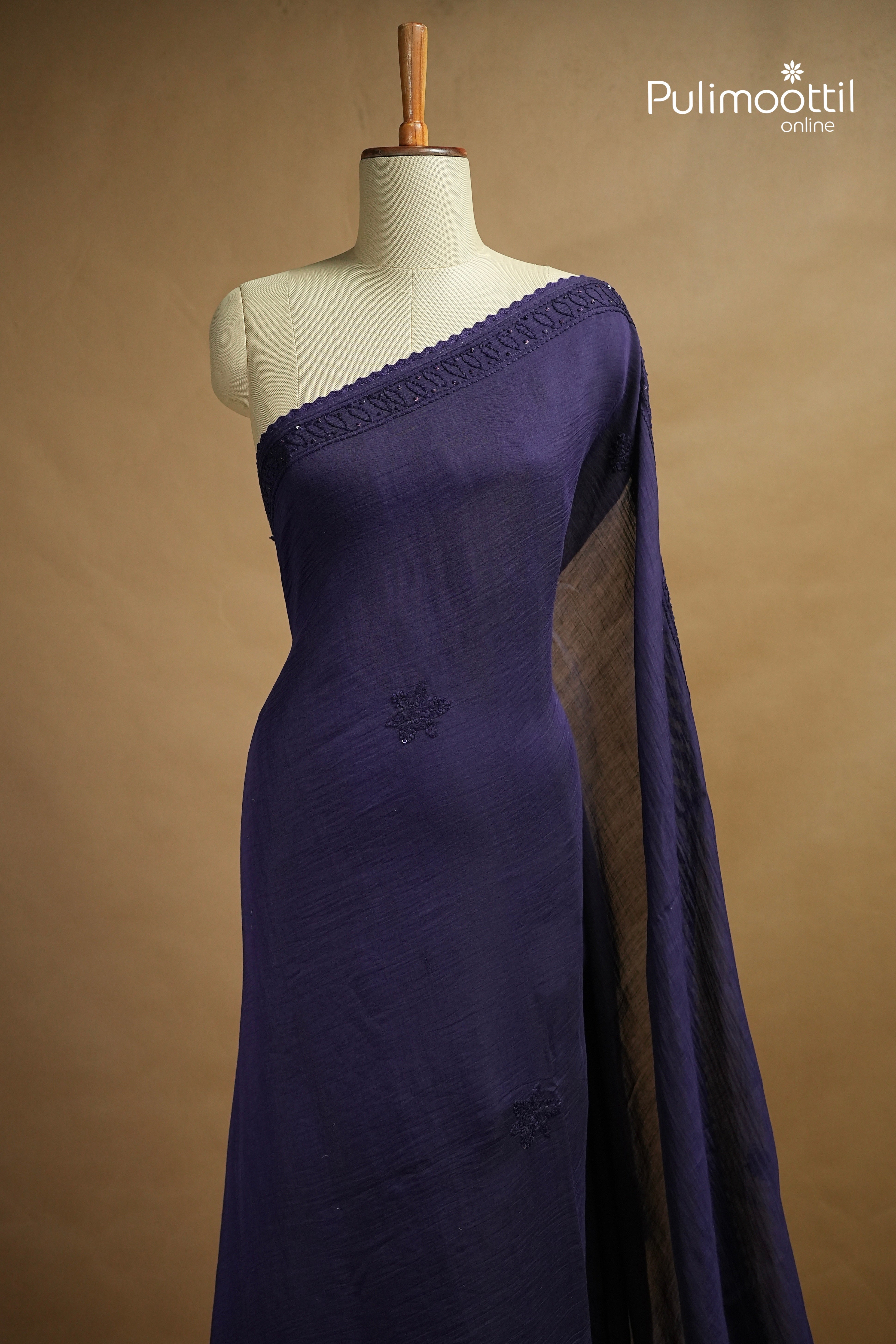Violet Indigo Colour Chanderi Saree