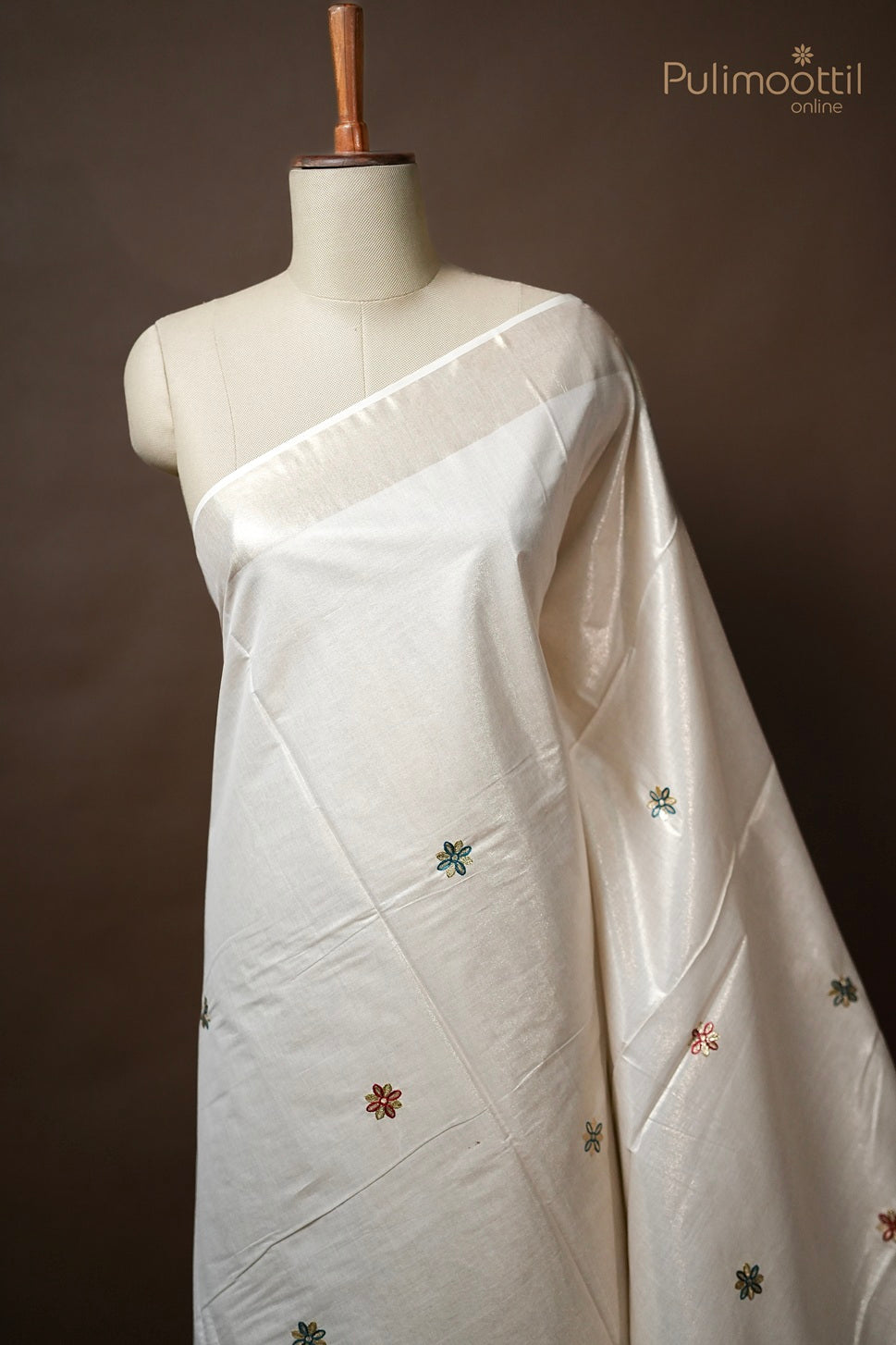 Kerala Traditional Light Golden Tissue Set Saree