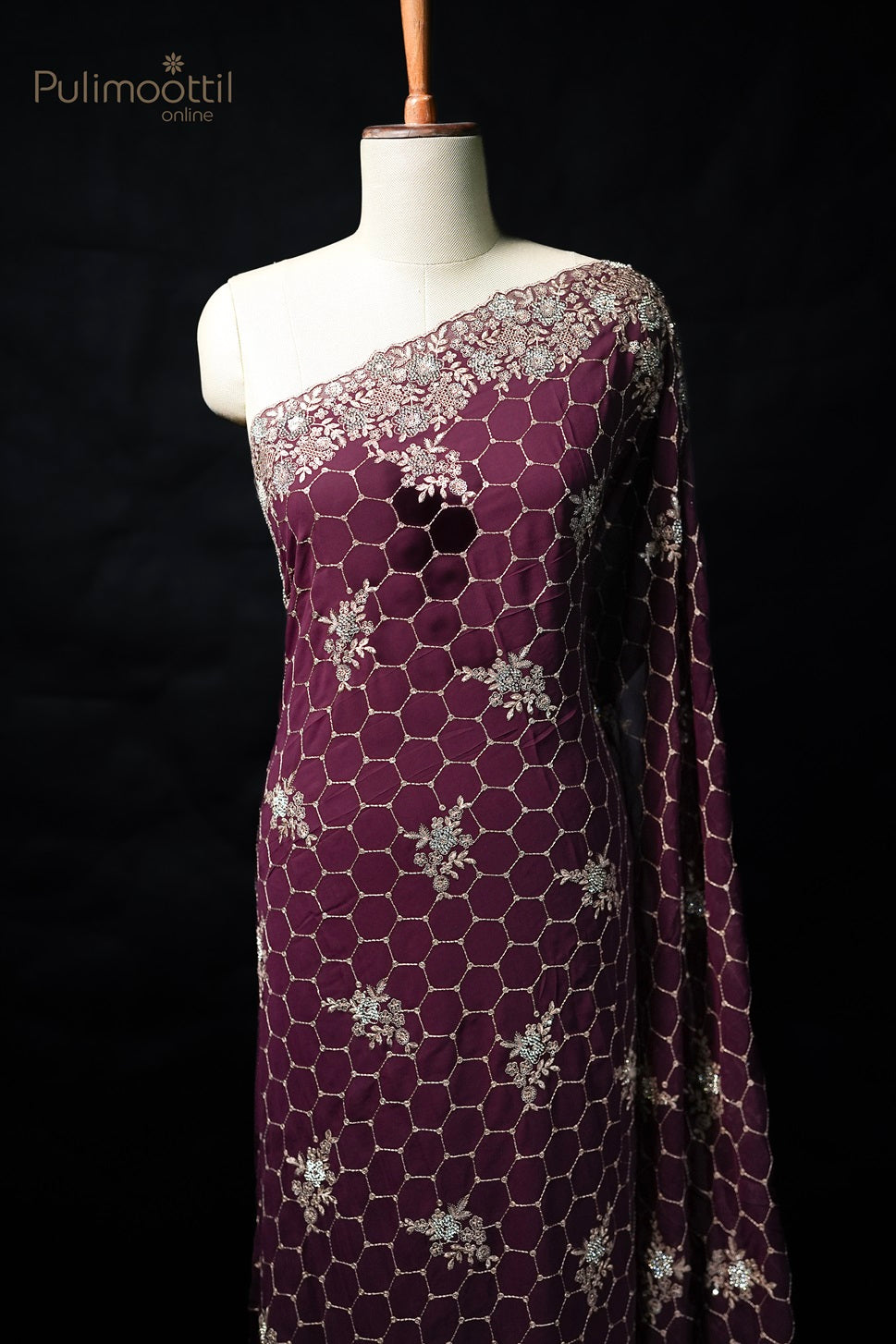 Purple colour georgette fancy saree