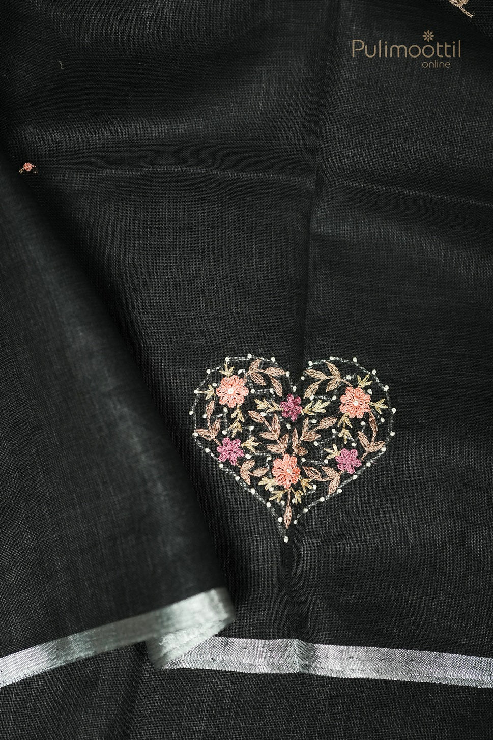 Black Colour Linen Saree.