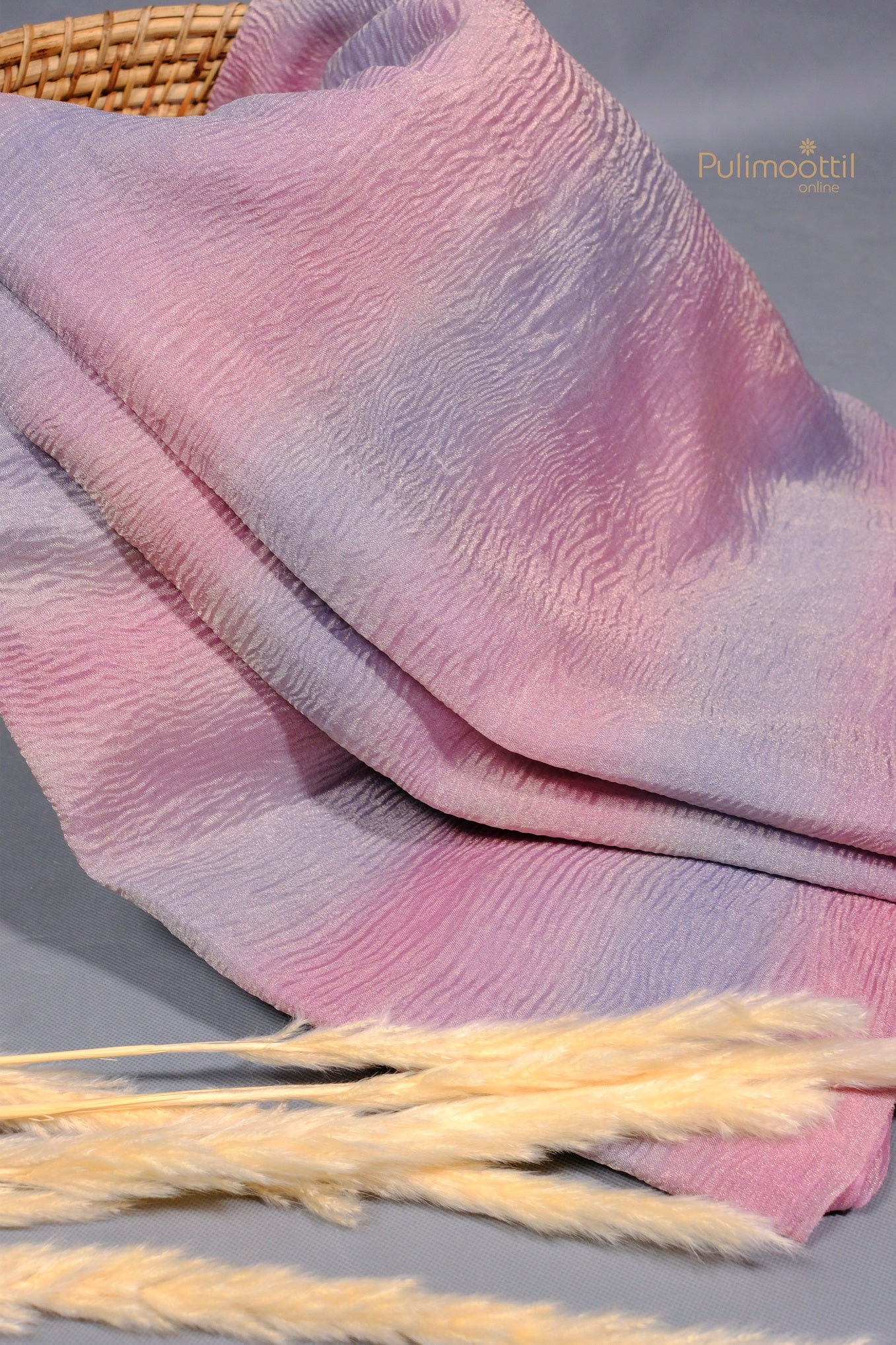 Ombre Dyed Multi Color Crushed Organza Saree