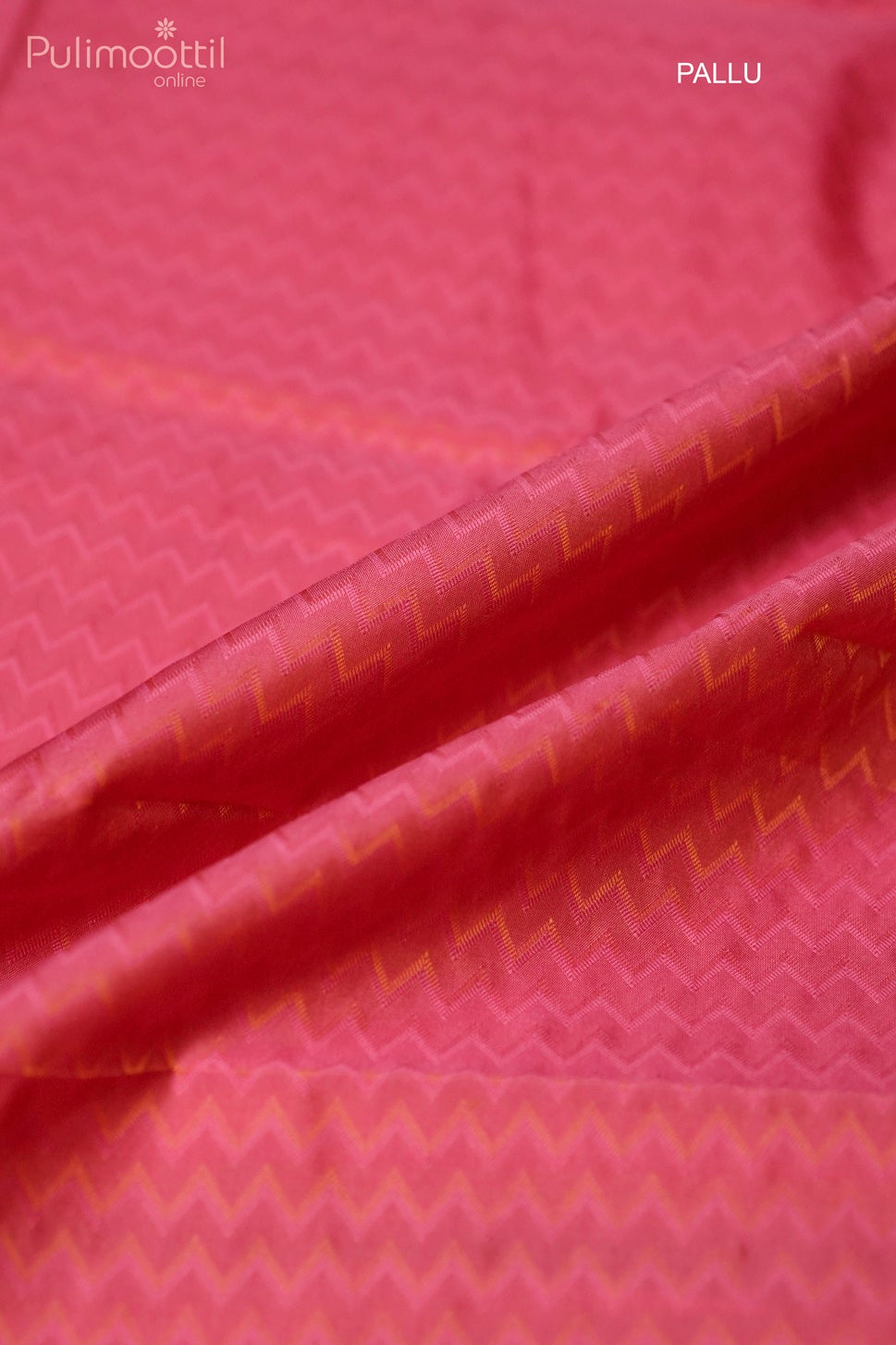Peach pink-colored Kanchipuram self-print saree