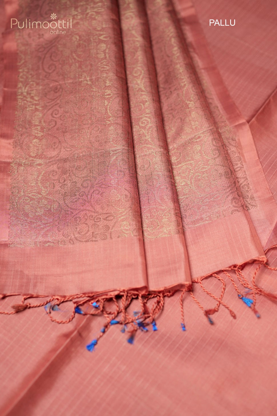 Floral Pastel Peach Colour Kanchipuram Saree