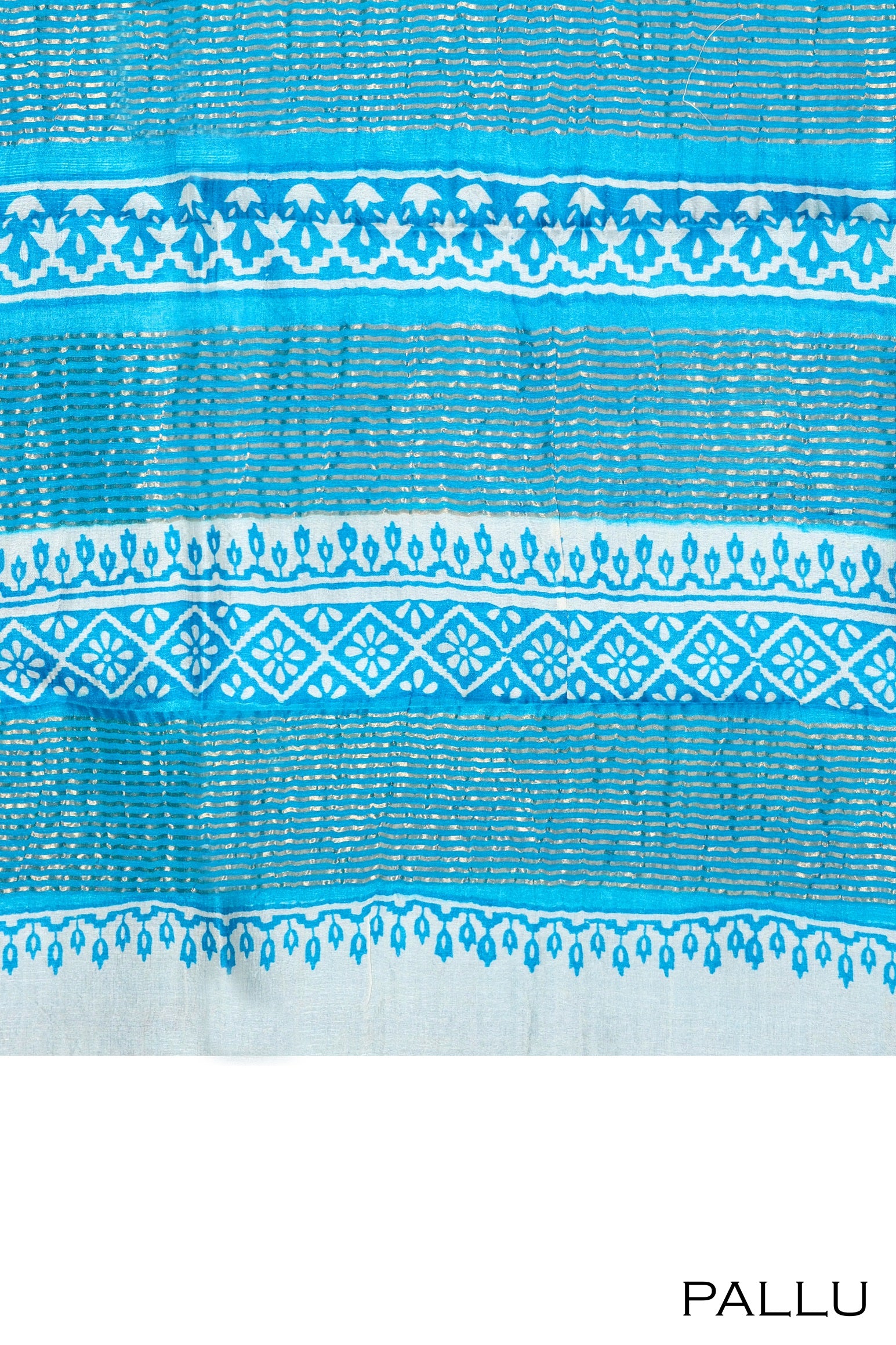 Sky blue color pure Tusser silk saree.
