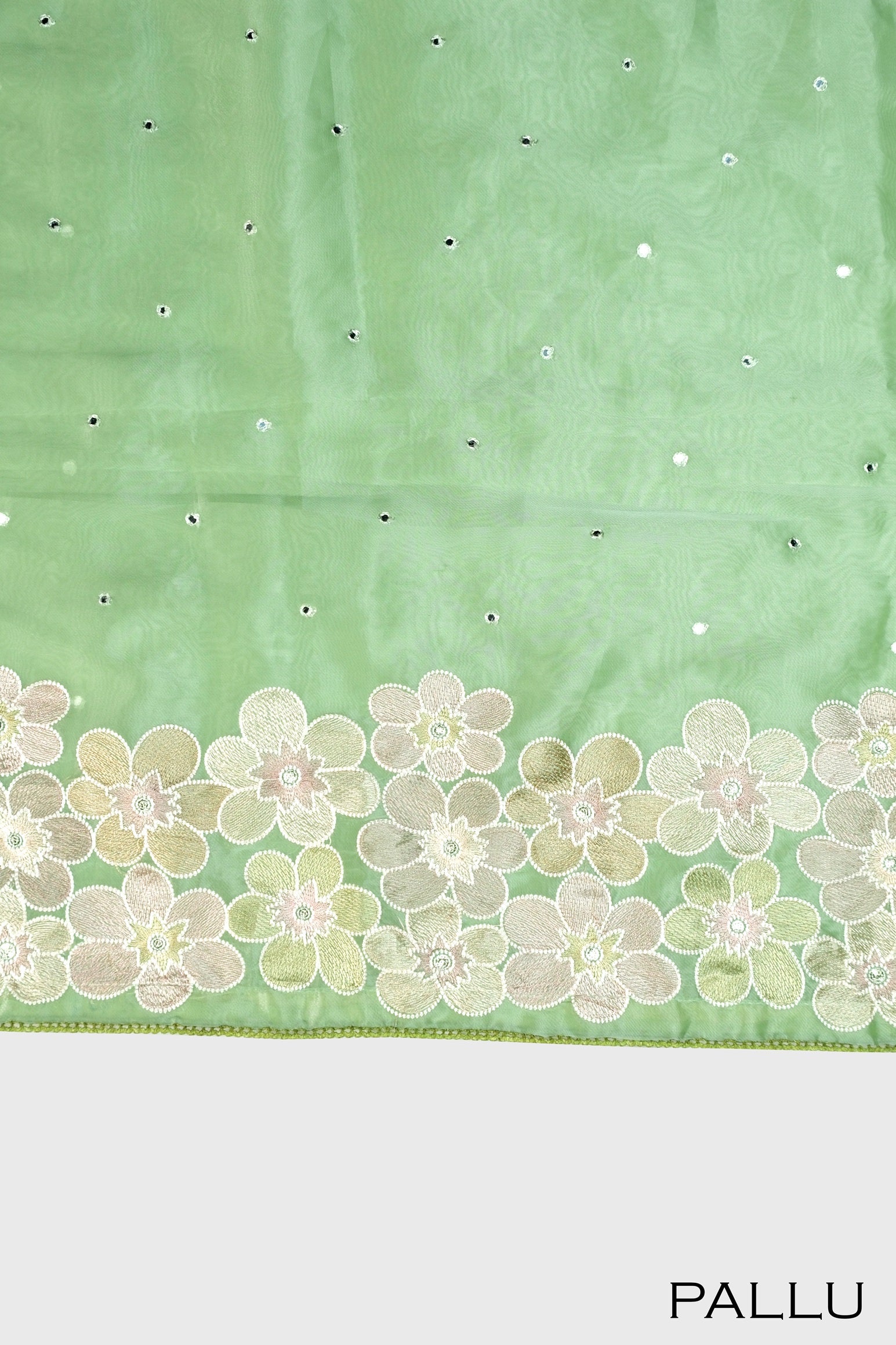 Pastel green color soft Organza saree.