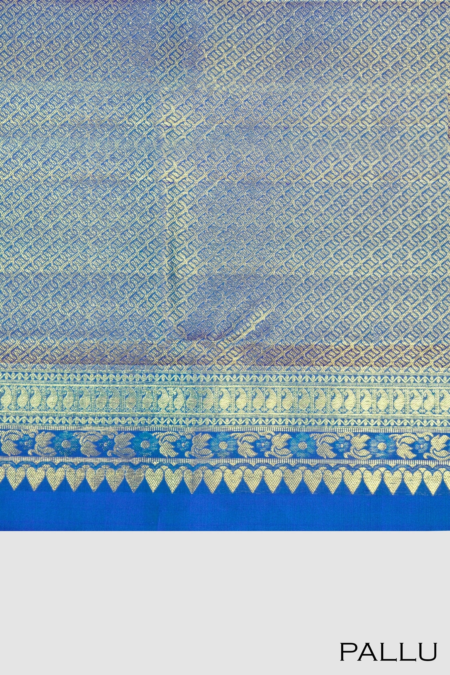 Peacock color pure Kanchipuram silk saree.