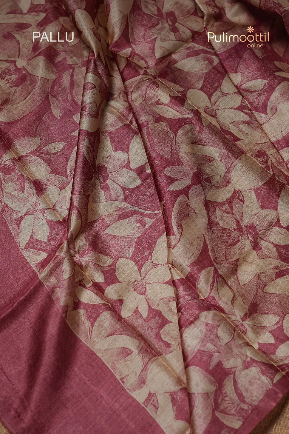 Onion Pink Colour Tussar Silk Saree