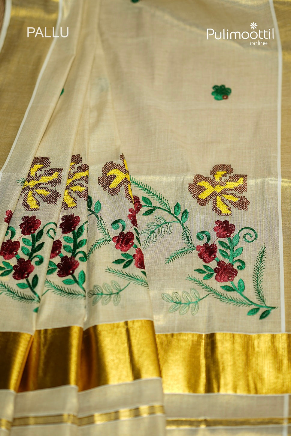 Kerala Traditional Golden Tissue Set Saree