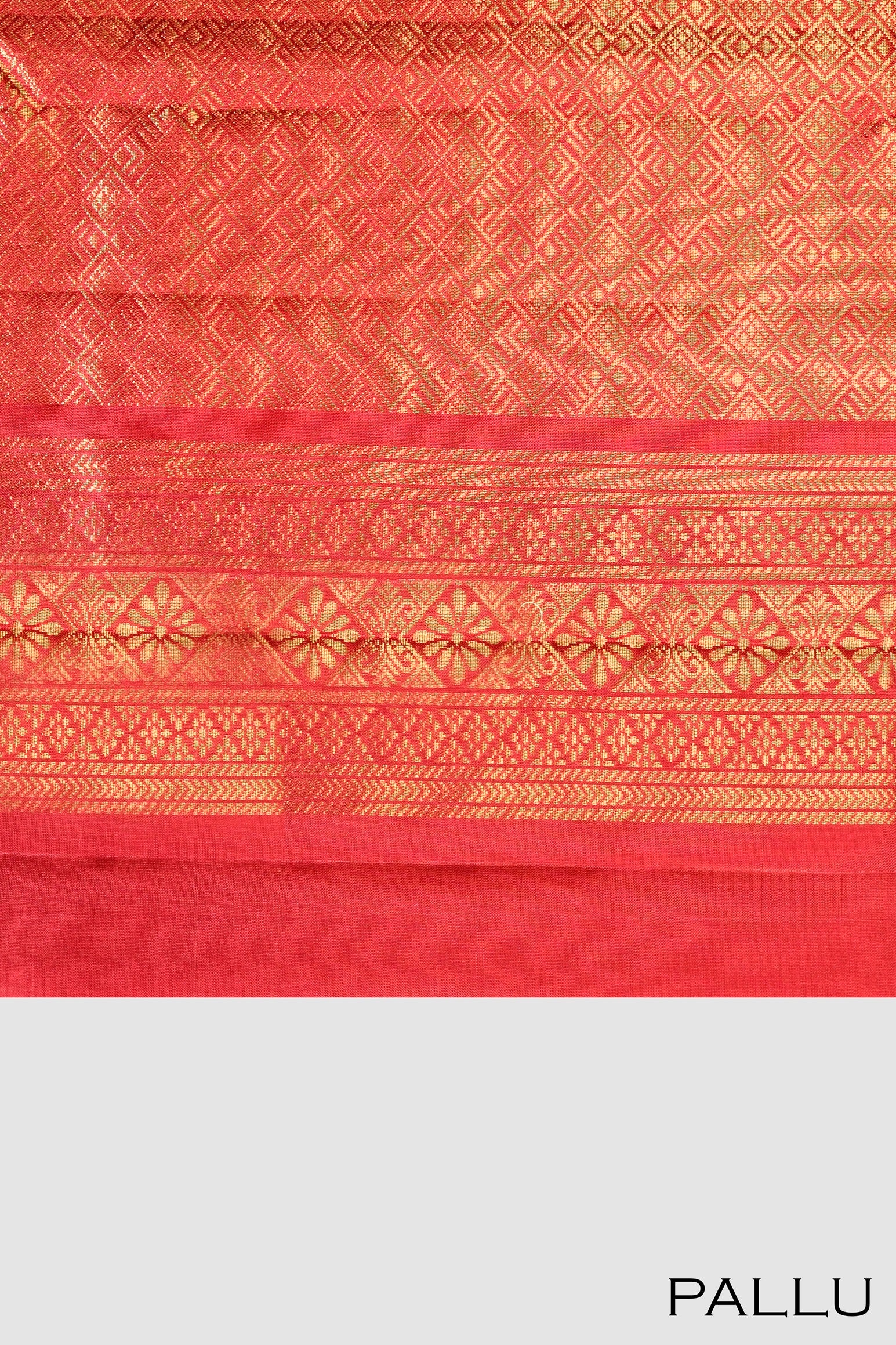 Red color pure Kanchipuram silk saree.