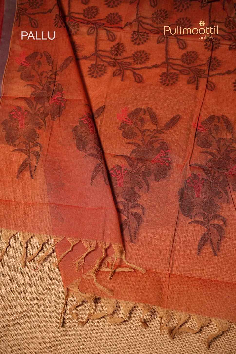 Bird Red Colour Cotton Saree