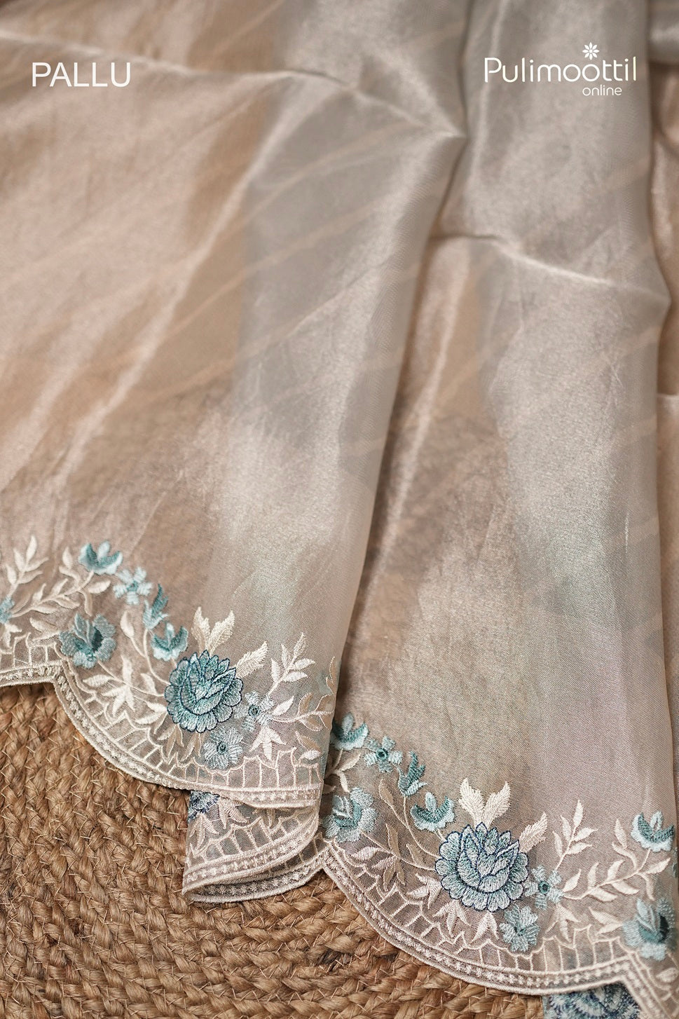 Powder Blue Colour Silver Tissue Organza Fancy Saree