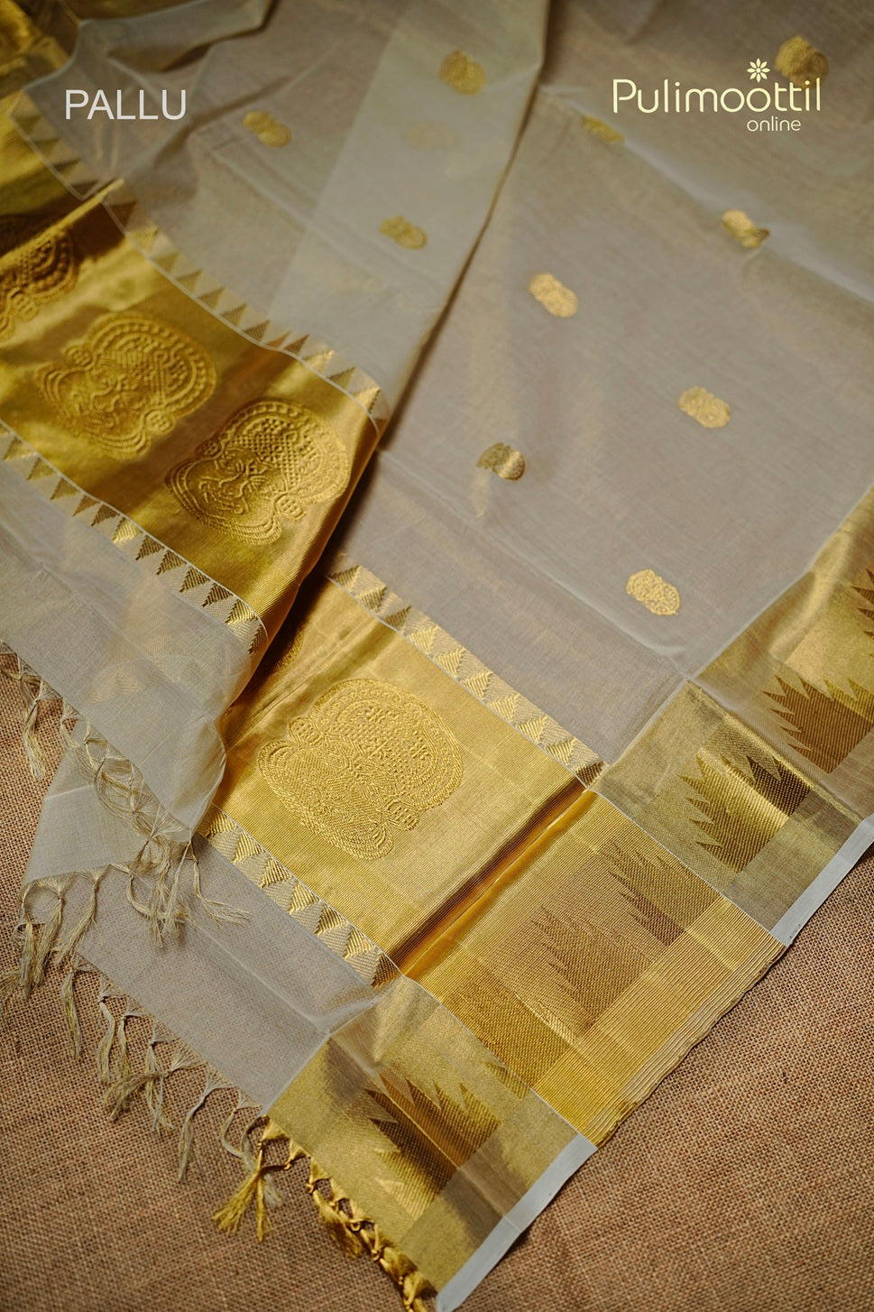 Kerala Traditional Golden Tissue Handloom Set Saree