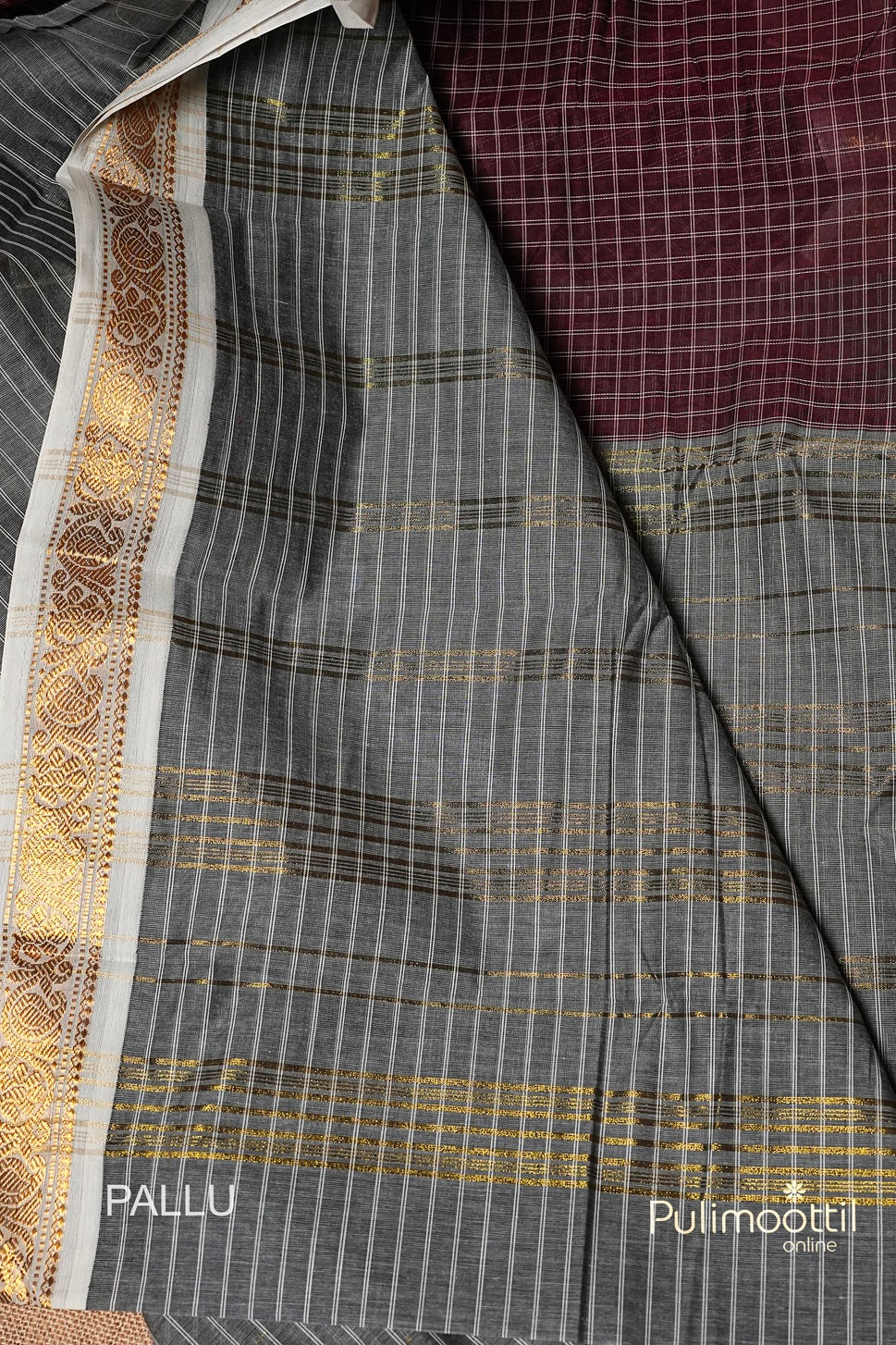 Maroon Colour Cotton Saree