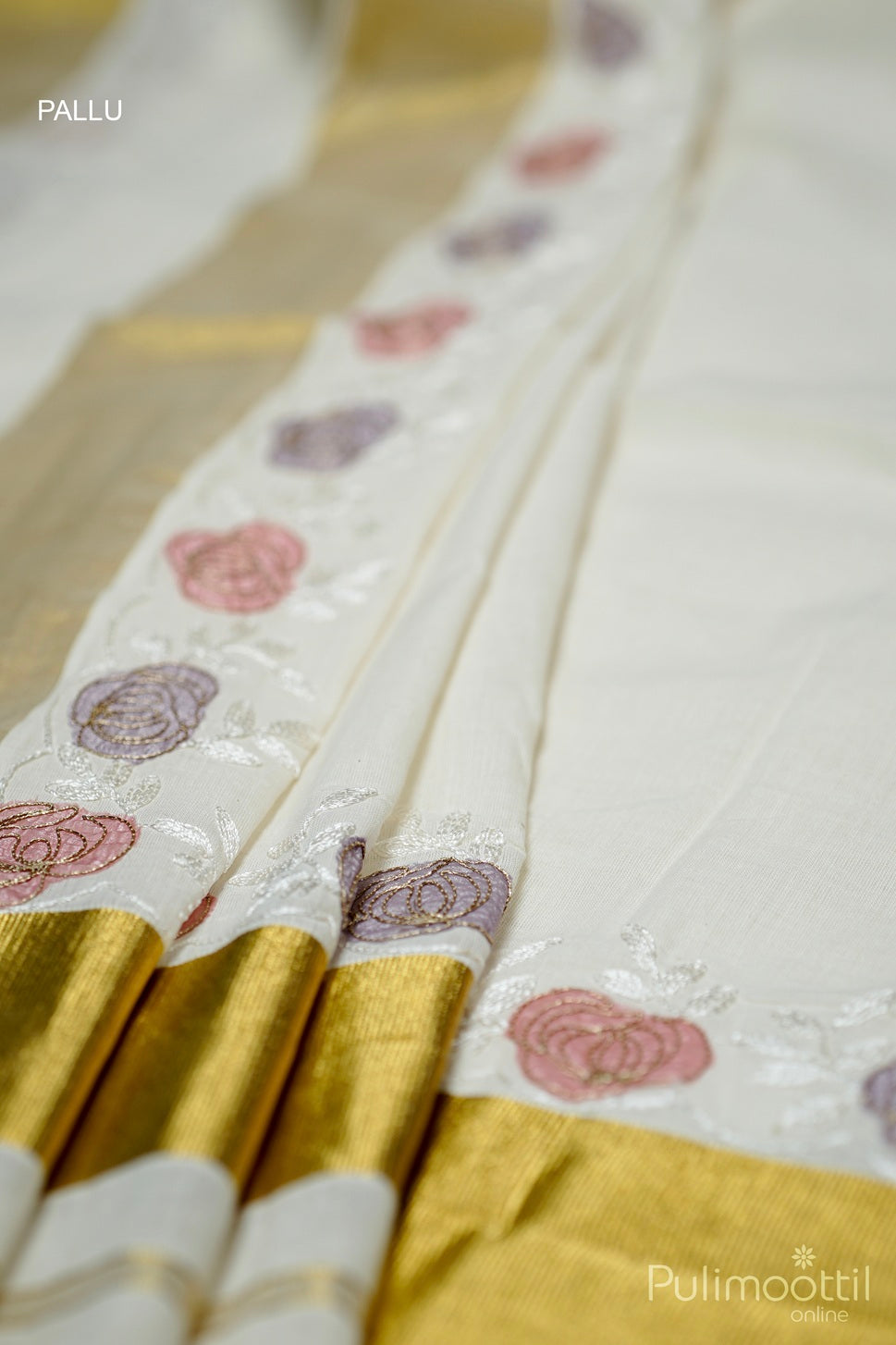 Kerala Cotton Applic Work Set Saree.