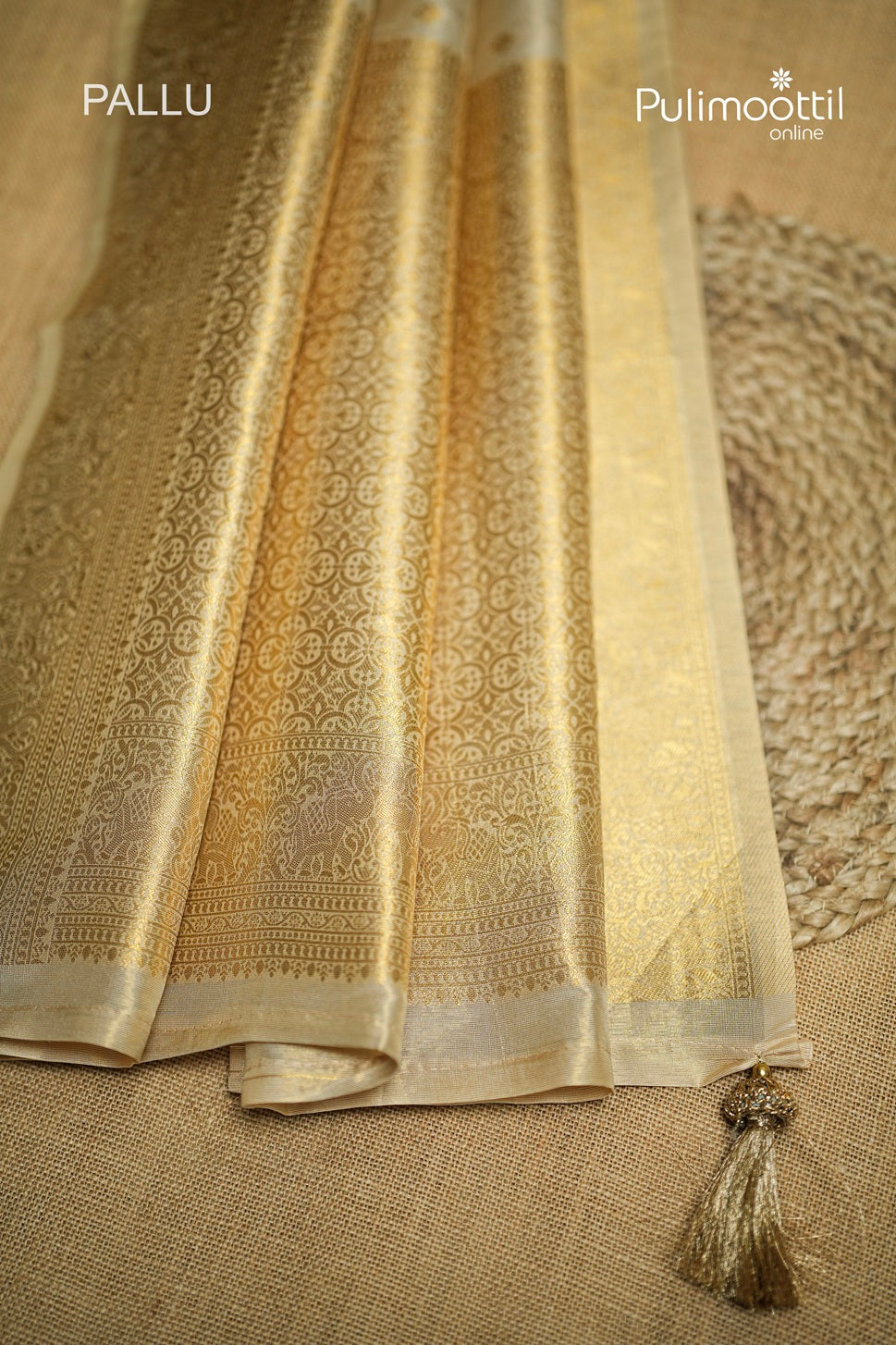 Offwhite Colour Golden Tissue Traditional Fancy Saree