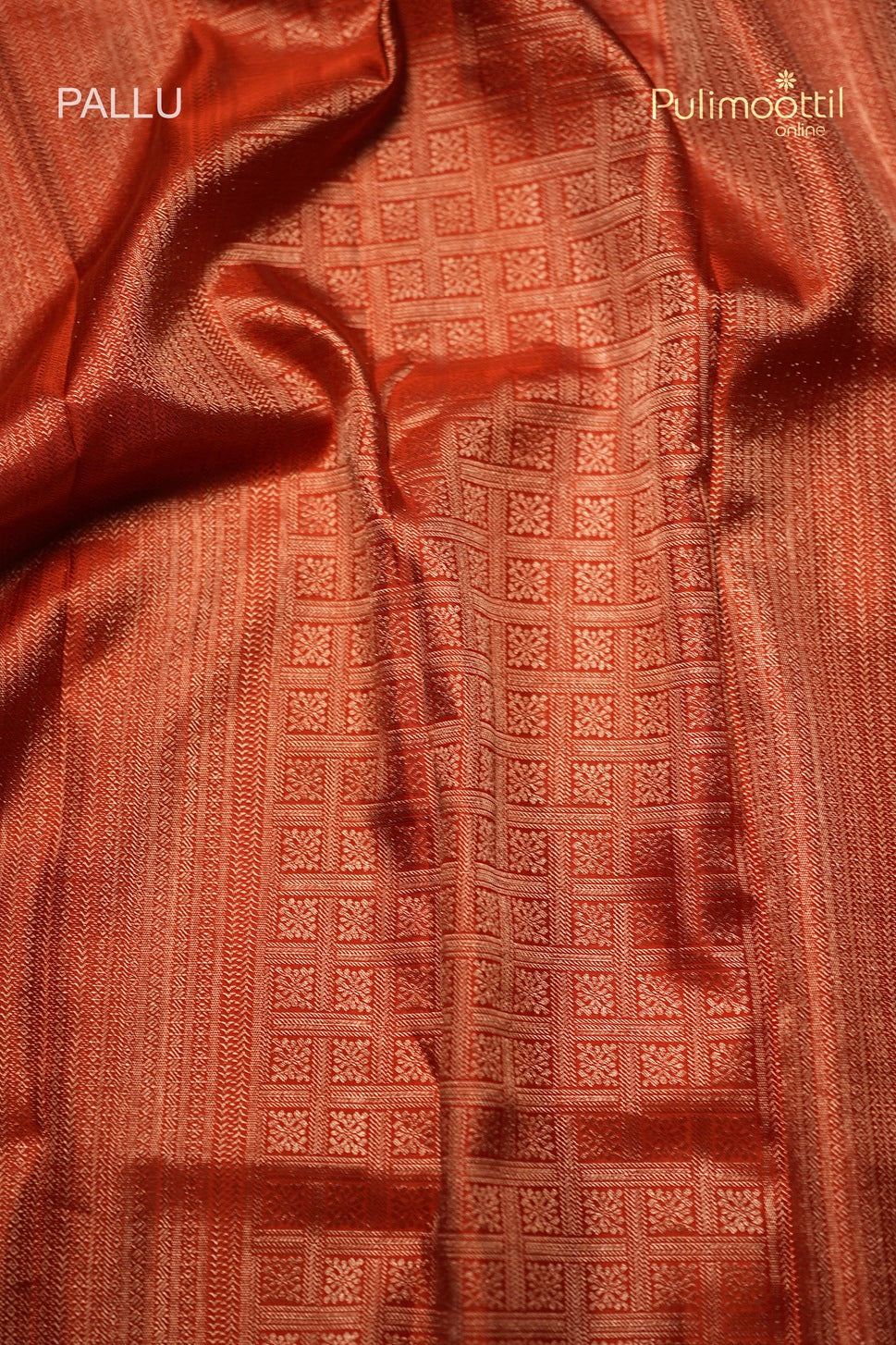 Burnt Orange Colour Kanchipuram Brocade Wedding Saree