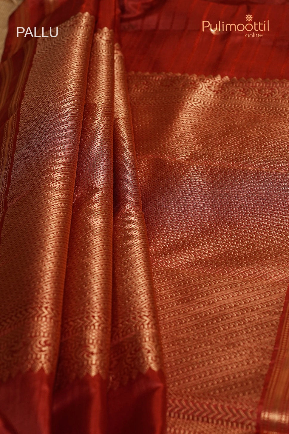 Brick Red Colour Kanchipuram Designer Saree