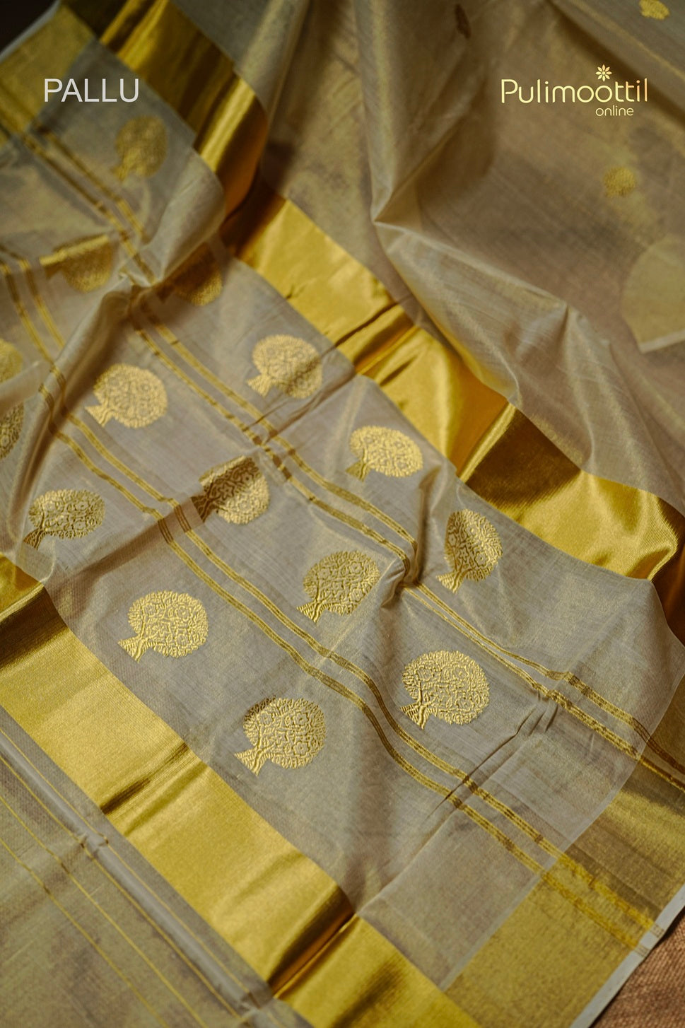 Kerala Traditional Golden Tissue Handloom Set Saree