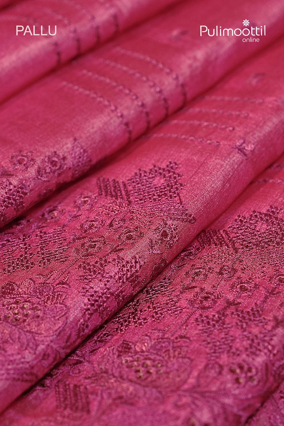 Rani Pink Colour Tussar Silk Saree