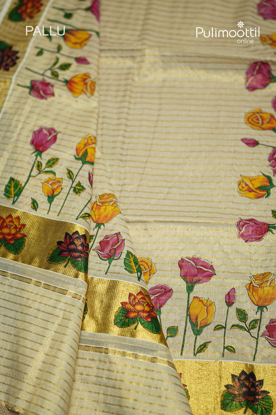 Kerala Traditional Golden Tissue Set Saree