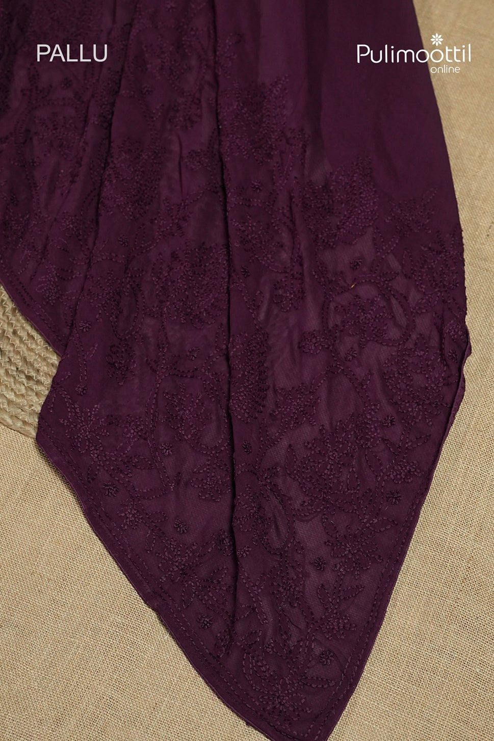Purple Colour Georgette Chikankari Saree