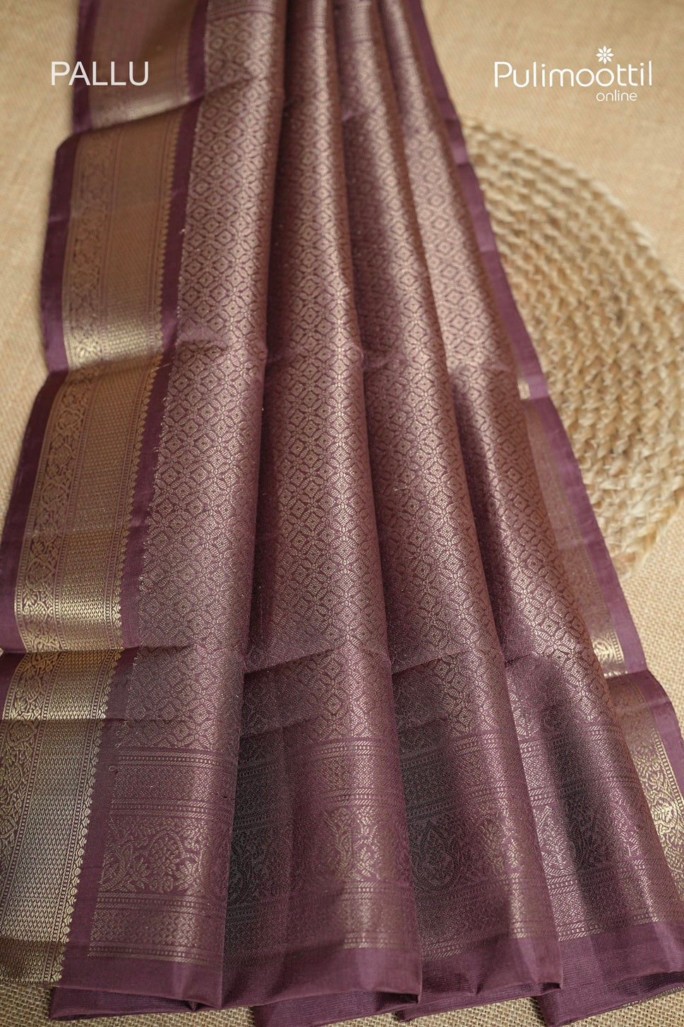 Dark Onion Colour Kanchipuram Designer Saree